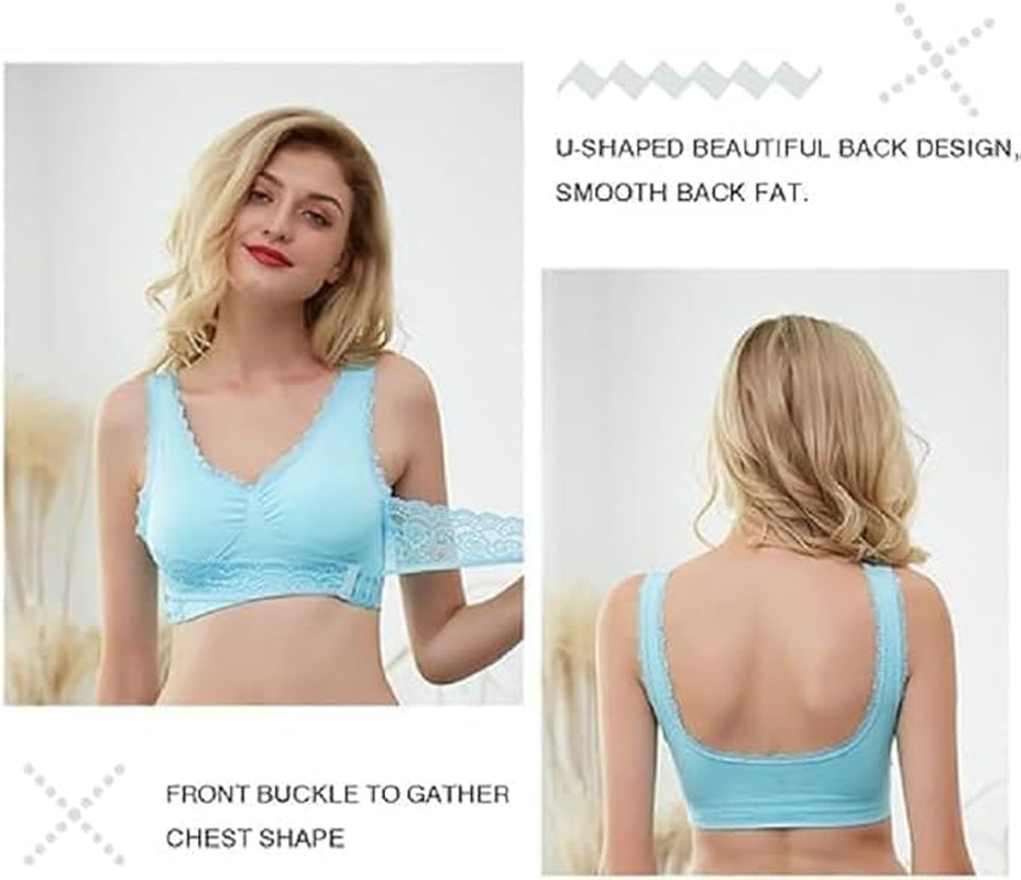 Sports Bras for Women Front Criss Cross Bras Side Buckle Lace Sports Bras Wireless Push up Seamless Bra with Removable Pad image number 4