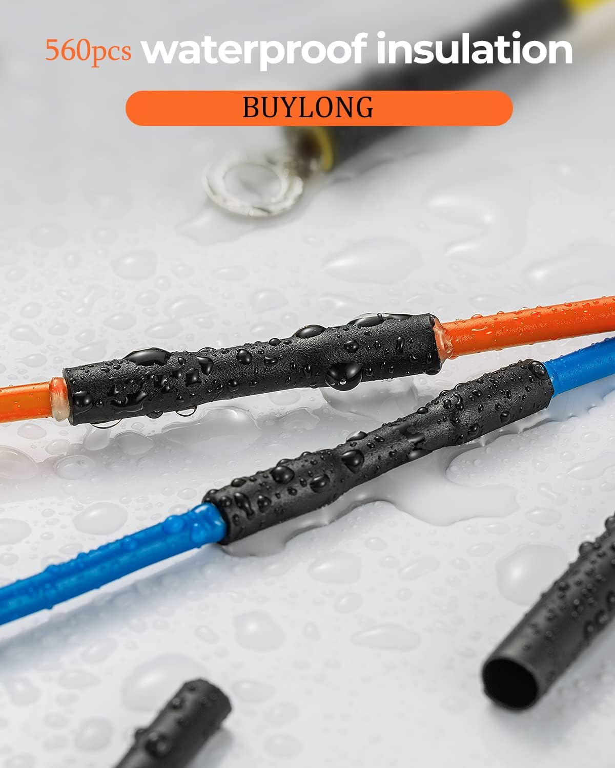 560 Pieces Heat Shrink Tube 2:1, Wire and Cable Wrapping Assortment Electrical Insulation Heat Shrink Tubing Kit with Box for DIY (5 Colors/12 Sizes), Black, Red, Blue, Yellow, Green image number 4