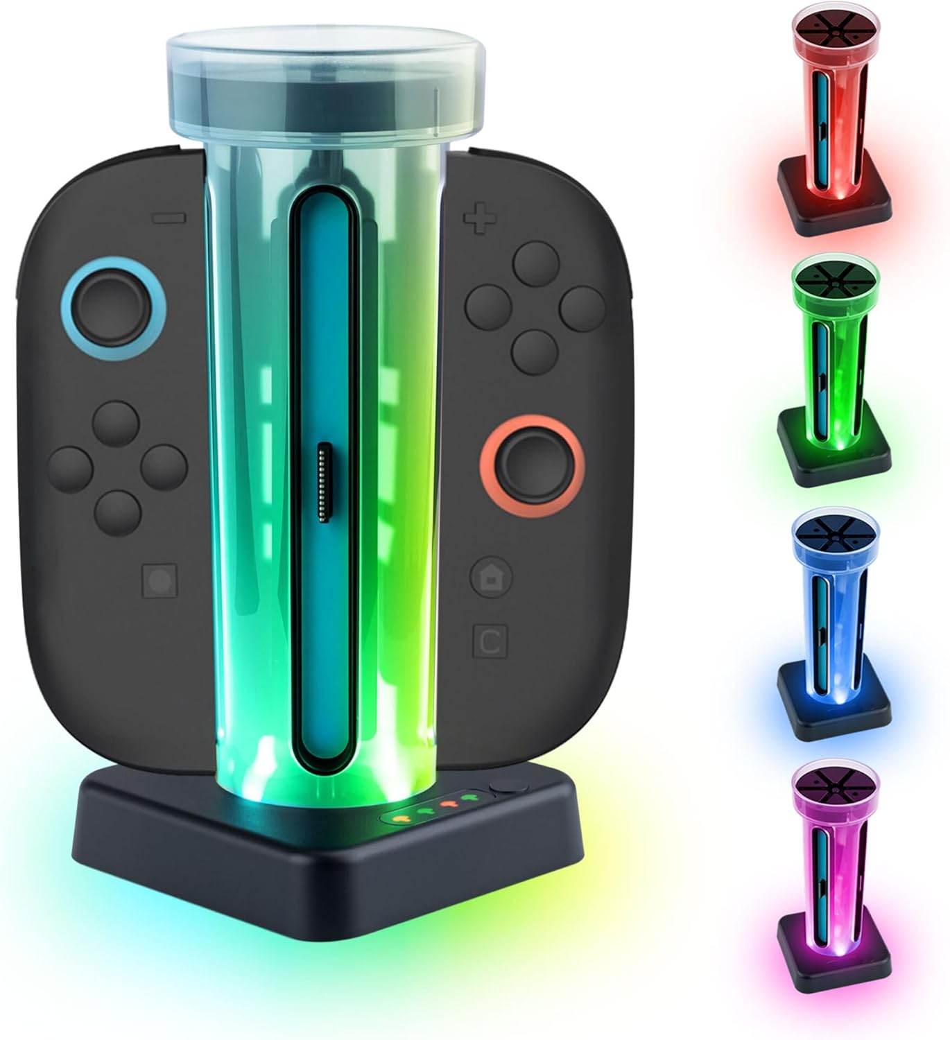 Mcbazel Joy Con Charging Dock Station for N-Switch 2-4X Controller Charger with Triple Safety Protection, RGB Ambient Lighting, 6 Game Card Slots & LED Indicators image number 4