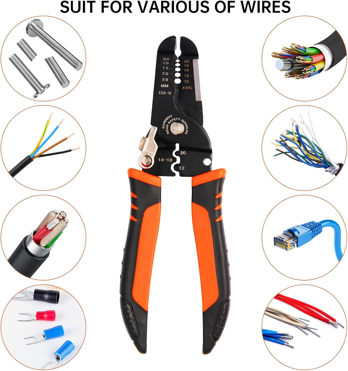 Wire Stripper, 3-Rd Generation Wire Strippers or Crimping Tool, 5-IN-1 Wire Crimper or Cutter, 10-20 AWG Electric Wire, Multi-Function Hand Tools image number 3