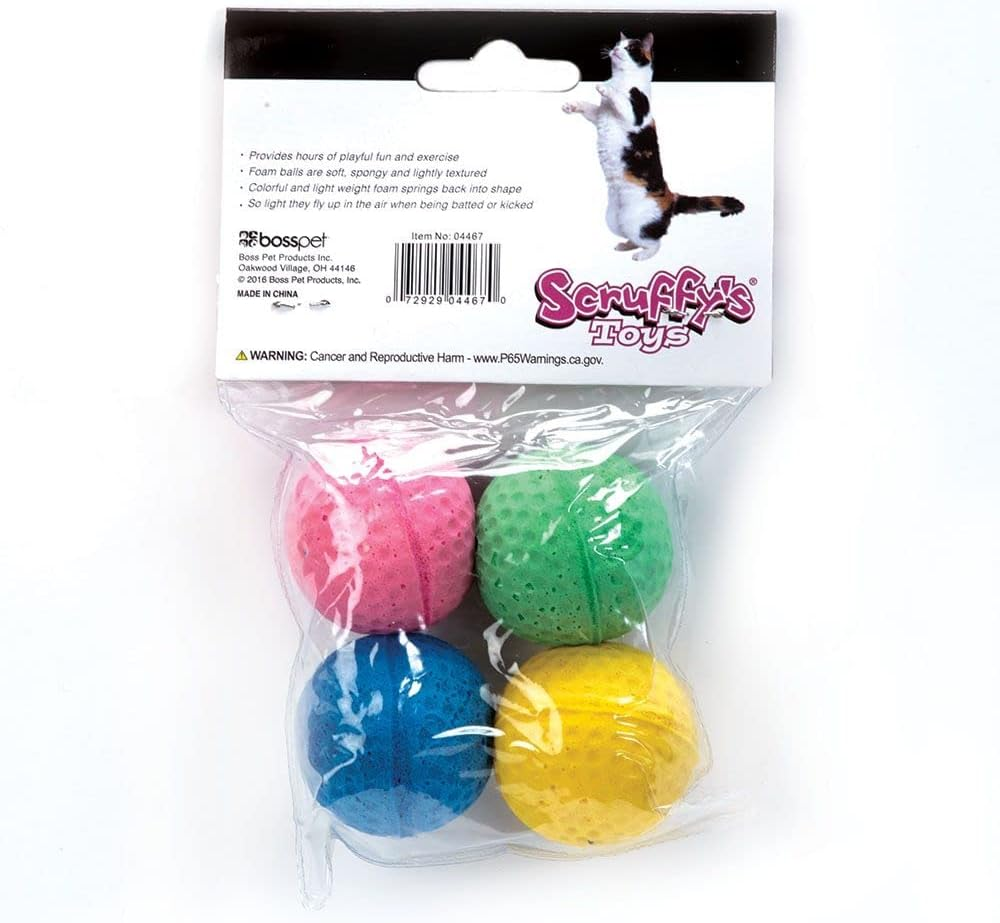 Boss Pet 04467 Scruff'S Colorful Kitty Springy Foam Sponge Balls (4 Pack), Multicolor image number 3
