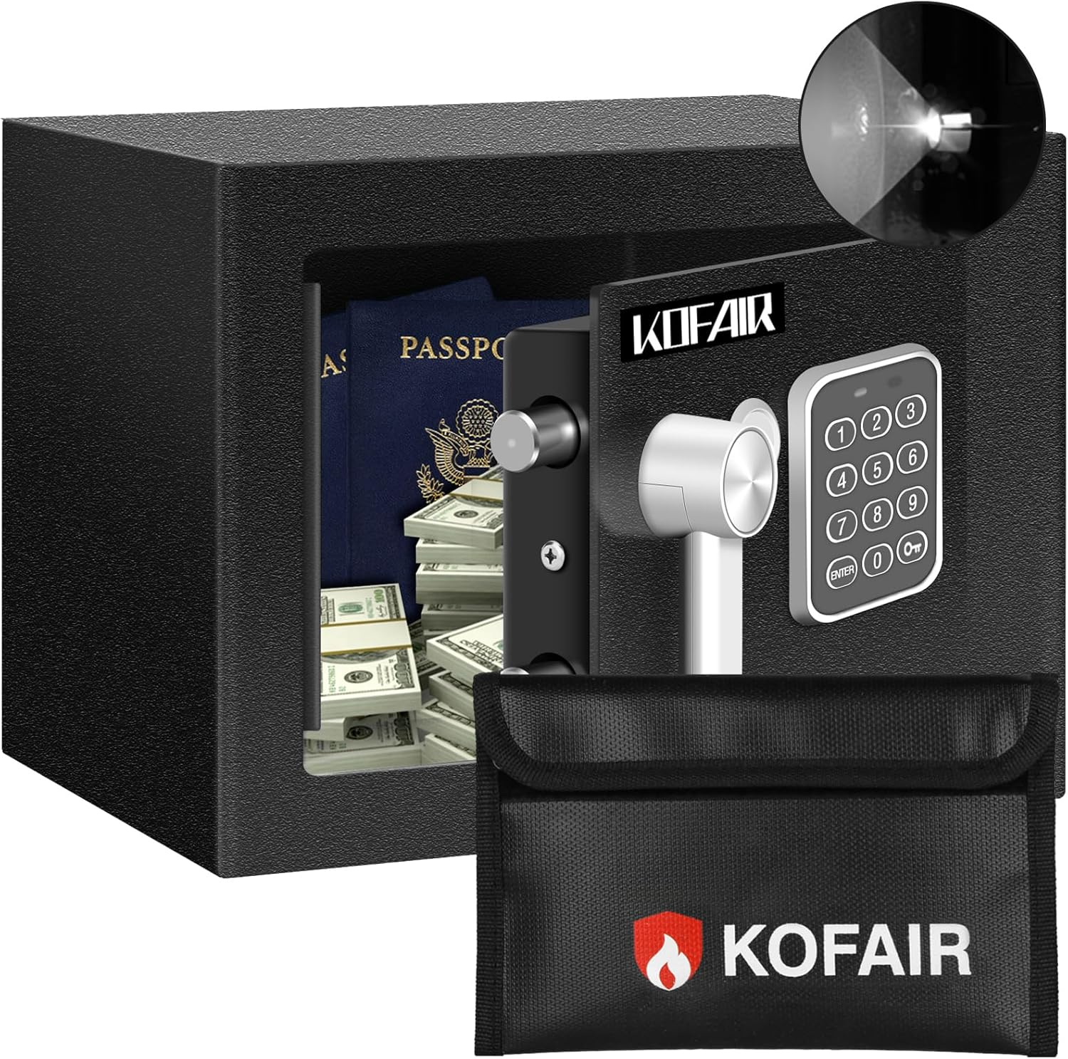 Small Safe Box Home Safe, Personal Safe Box Money Safe, Steel Mini Safe Box Keys, Digital Safety Box Sensor Light, Money Lock Box Fireproof Money Bag (0.23 Cubic Feet) KF - SAB - B01 Red image number 4