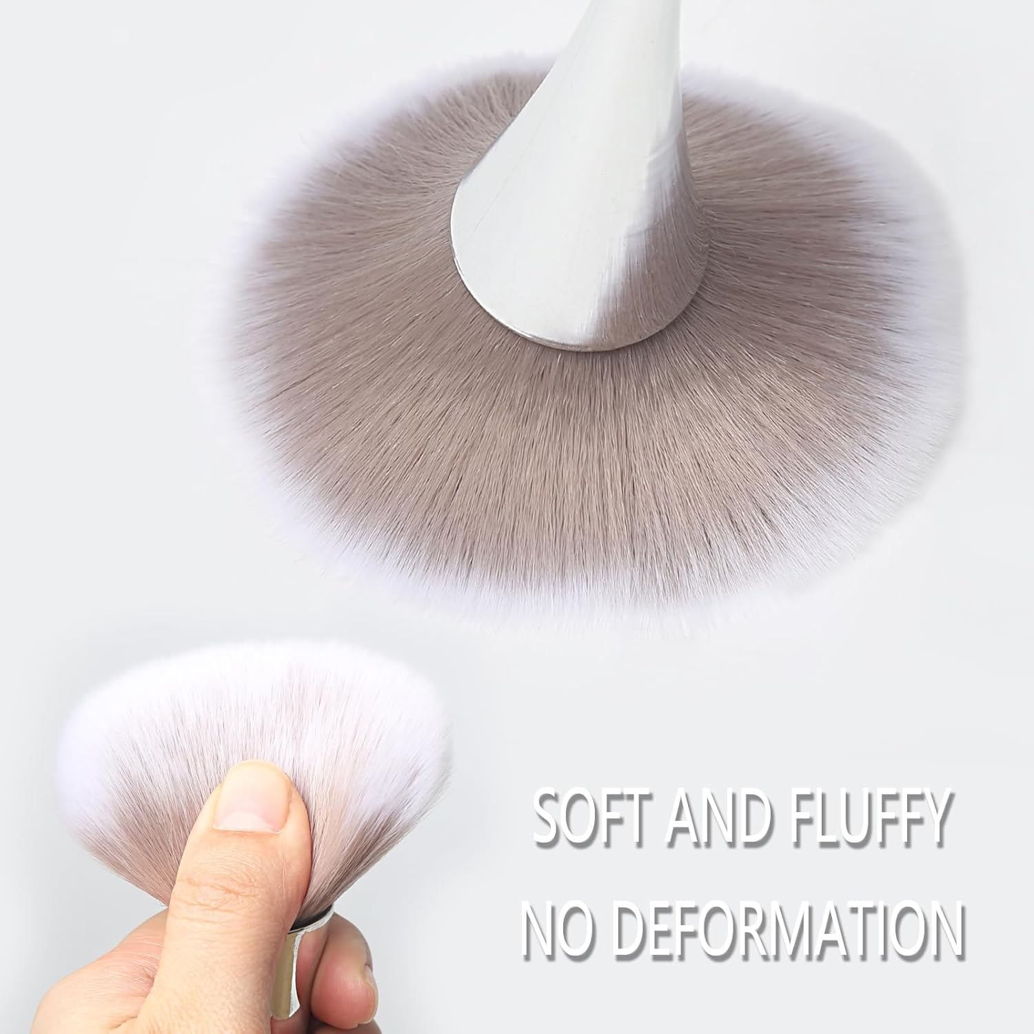 Large Powder Makeup Brush with Plush Fibers for Loose or Pressed Setting Powder, Blush, Bronzer in Blue with PVC Bow Box - Blue image number 6