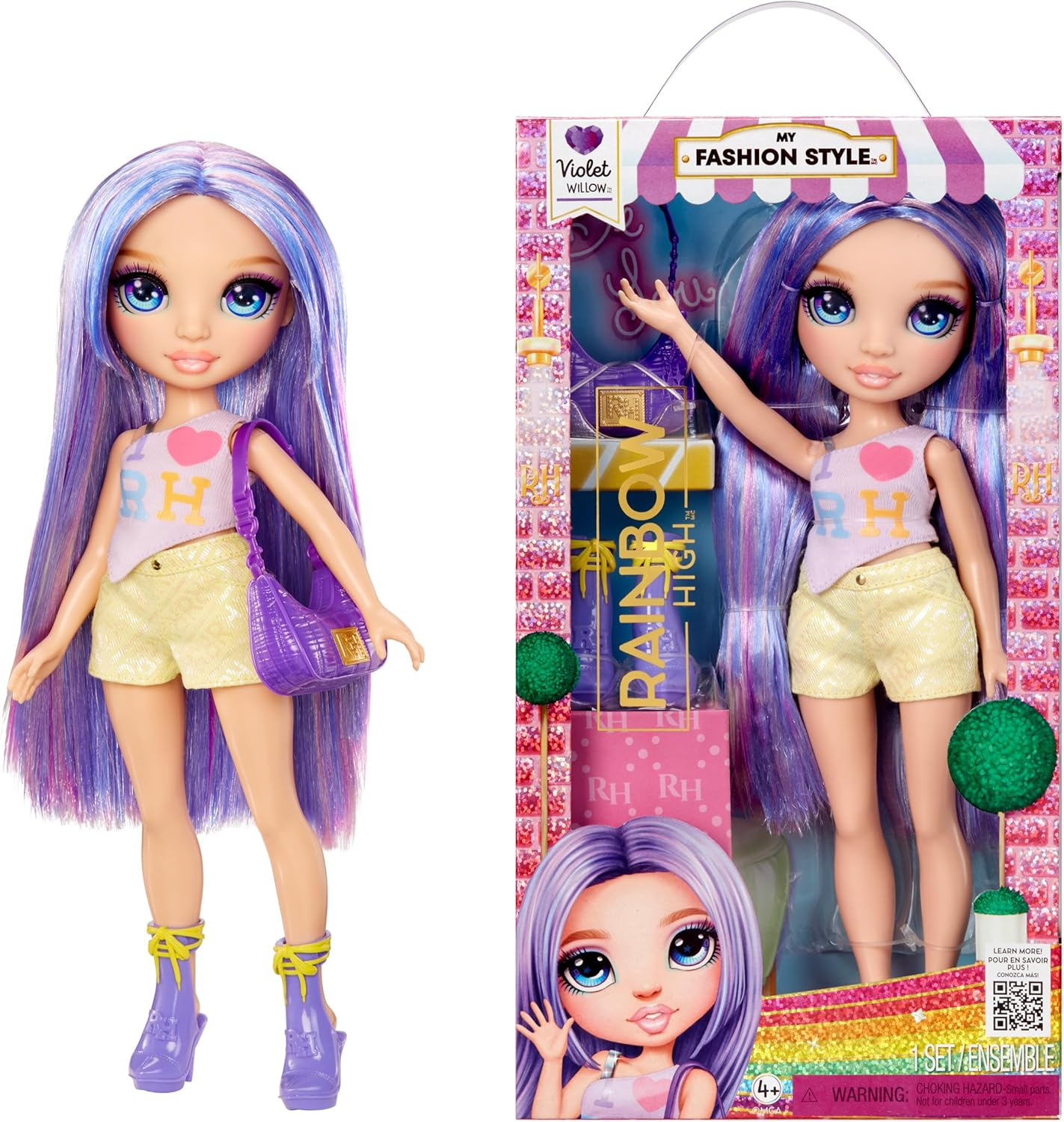 Rainbow High My Fashion Style - Violet - Purple 27Cm Fashion Doll with Statement Outfit, Stylish Handbag, Fun Toy Present for Girls, Suitable for Children Ages 4-12 Years