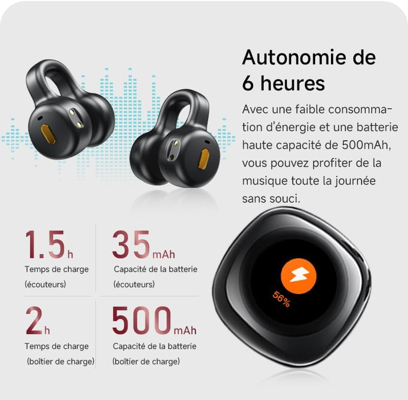 Slub Bluetooth 5.4 Open-Ear Wireless Earbuds Clip-On Design Comfortable Touch Control Automatic Pairing Instant Connection Water-Resistant for Ios/Android（Beige image number 3