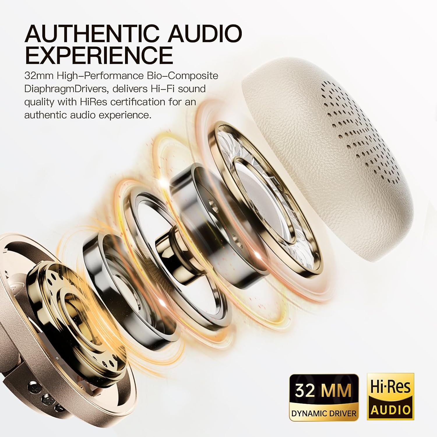 Ikf Rona Retro Classic Active Noise Cancelling Wireless Headphones, Bluetooth on Ear Headset with Mic,75H Playback, Metal Vintage Design,3D Movie Sound,Wired,For Small Heads & Teens (Starlight) - Green image number 7