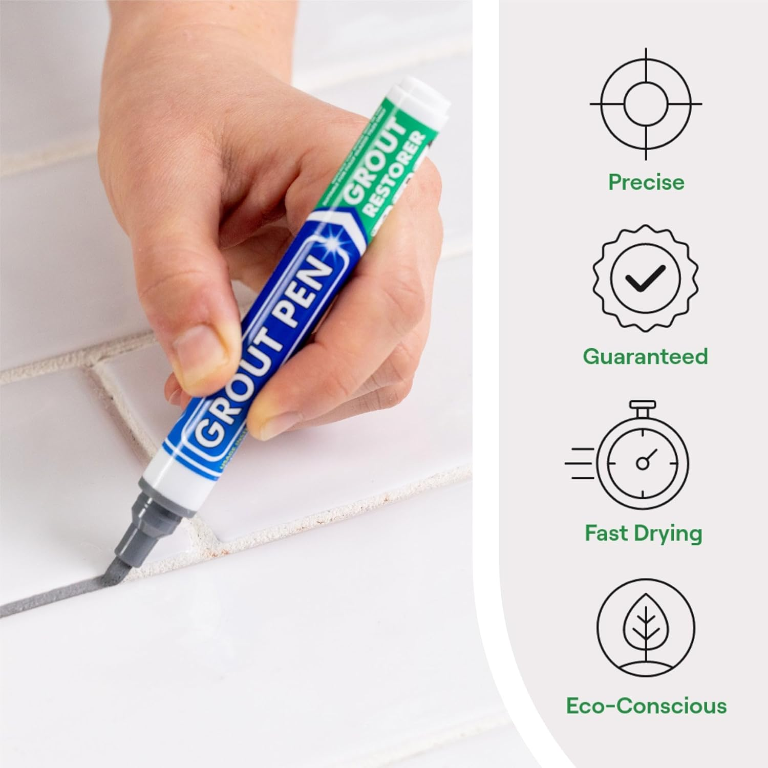 Twin Pack (Grey) Grout Pen - Designed for Restoring Tile Grout in Bathrooms & Kitchens image number 6