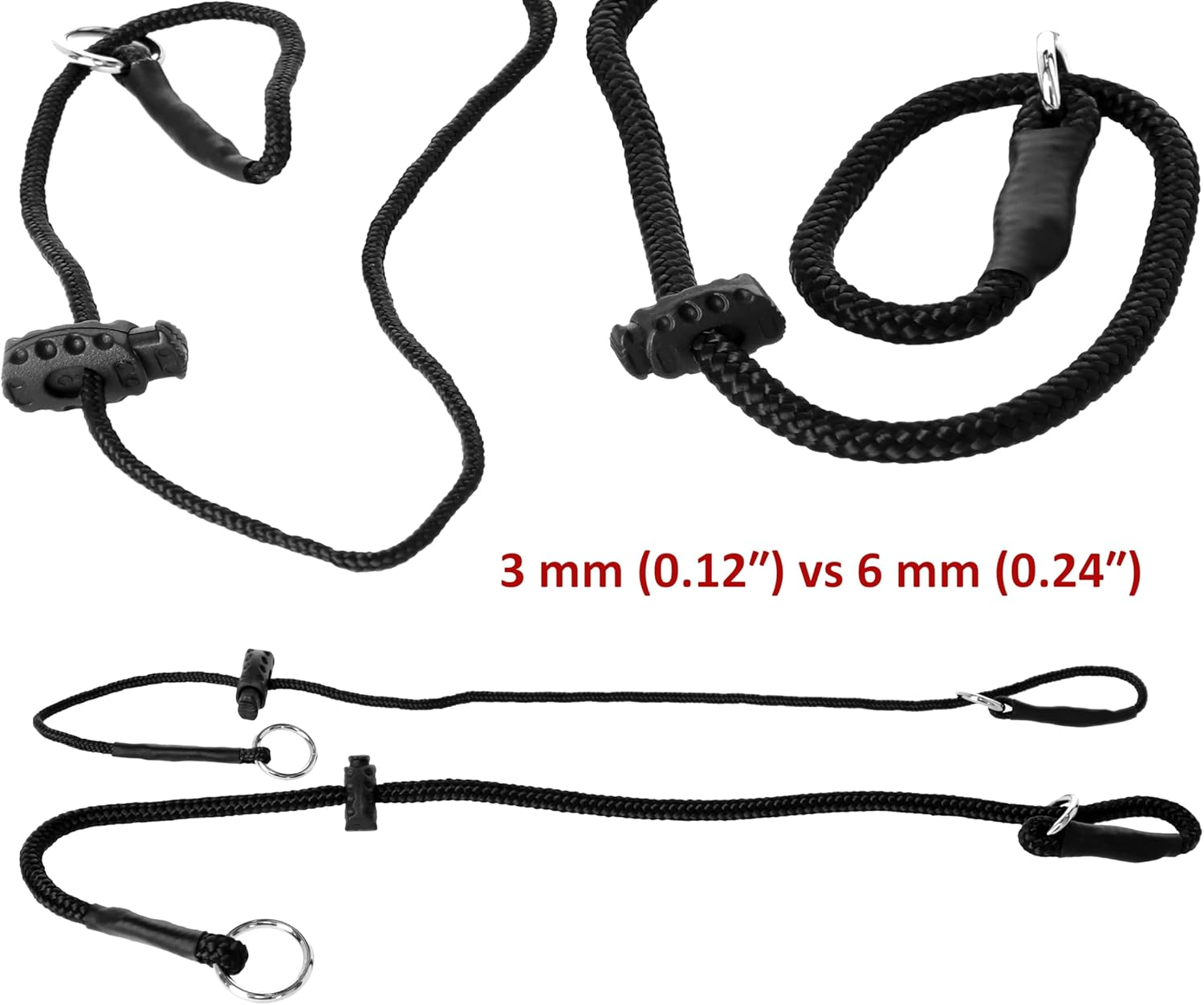 Dingo Gear Choke Collar for Dog Training Handmade of Cord with a Limiter, Waterproof Black S04062, XL image number 4