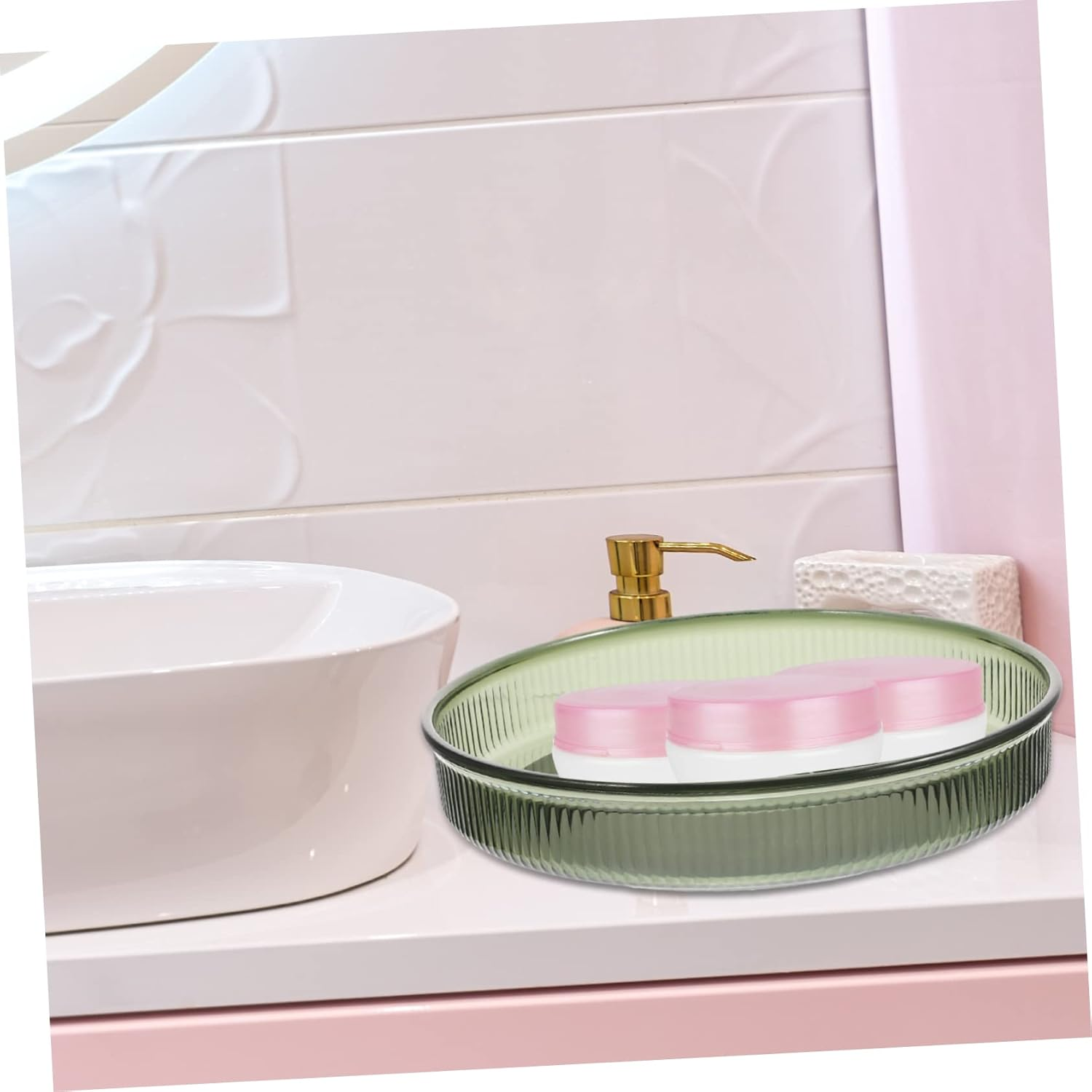 NOLITOY Rotating Makeup Tray Spice Storage Kitchen Lazy Susan Beauty Organiser round Organizer Green - Transparent image number 3