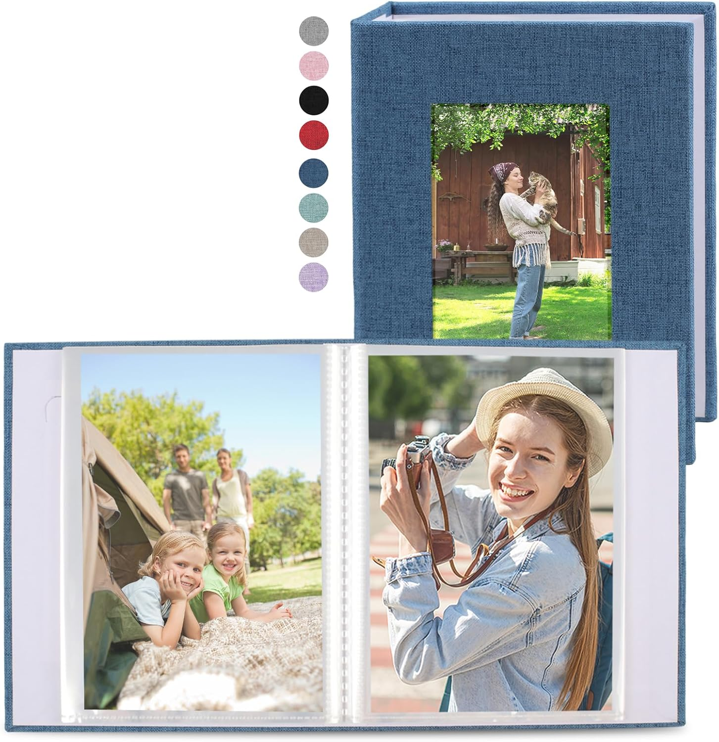 Vivinin 2 Pack Photo Album 5X7, Linen Cover Photo Book, Small Photo Album Book for 36 Pockets Hold 72 Pictures, Picture Book for Photos Family Anniversaries Baby Vacations (Blue)