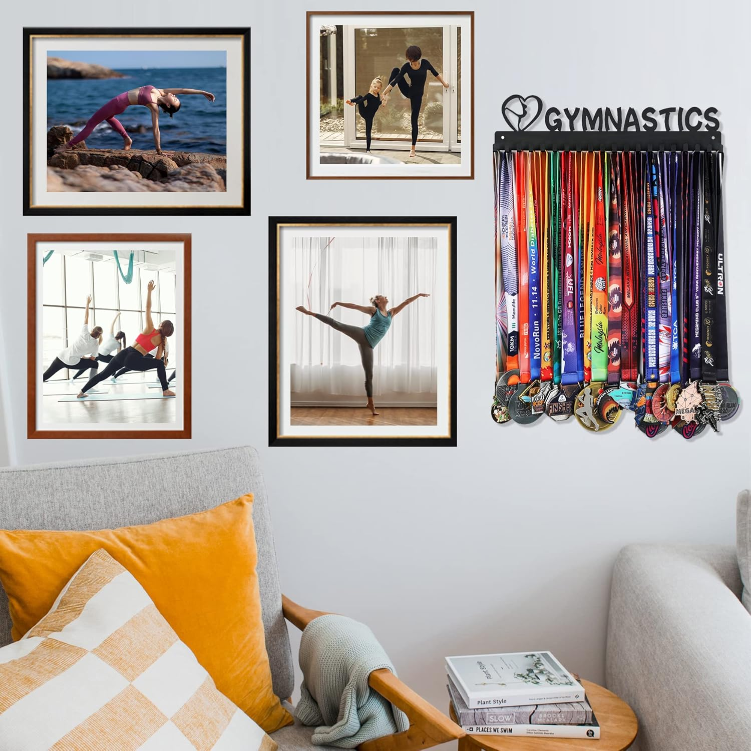 Goutoports Medal Holder Display Hanger - Personalized Medal Wall Hanger for Sport Race Runner Sturdy Black Steel Metal over 60 Medals Easy to Install (06 Gymnastics) - 06 Gymnastics image number 6