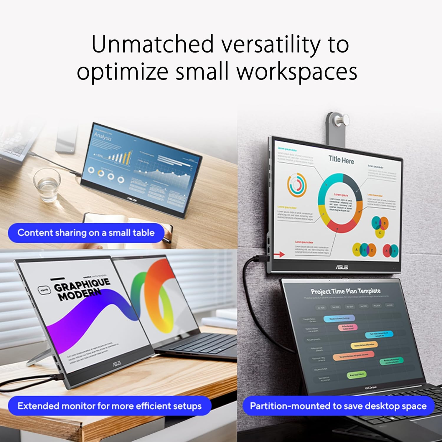 ASUS Zenscreen OLED MQ16AHE Portable Monitor &ndash; 16 Inch (15.6 Inch Viewable) FHD (1920 X 1080), OLED, 100% DCI-P3, 1 Ms Response Time, HDR-10, USB Type-C, Mini HDMI, Proximity Sensor, 360&deg; Kickstand image number 6