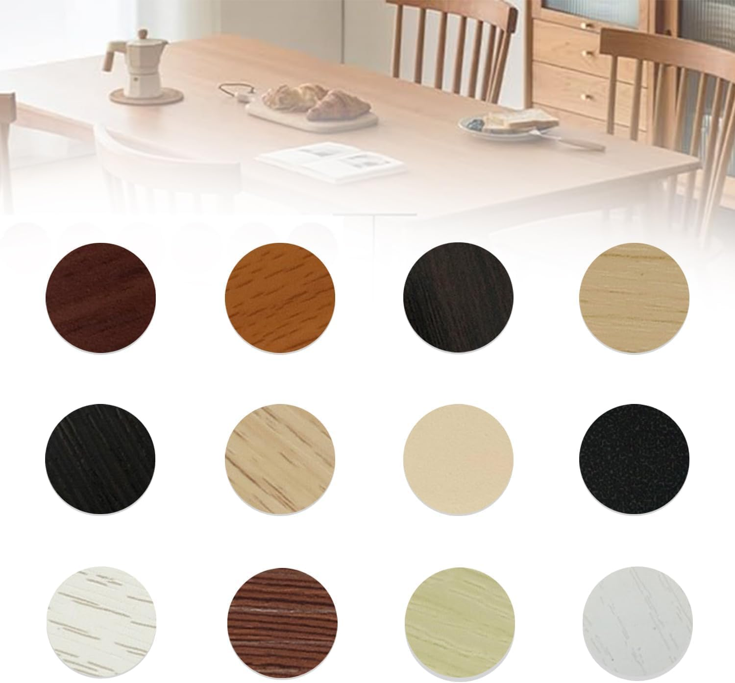 12 Sheet/648 Pcs Wood Texture Screw Caps - PVC Cover Stickers