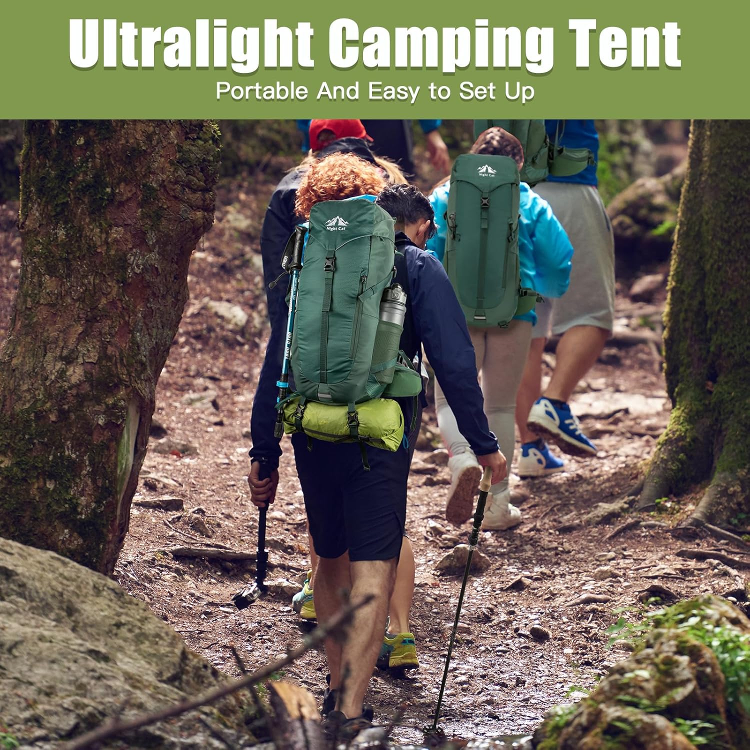 Night Cat Backpacking Tent One 1 Person for Professional Hiker Ultralight Bivvy Tent Camping Hiking Mountaineering Waterproof with Mosquito Net Double Layers 2.3X0.8M image number 4