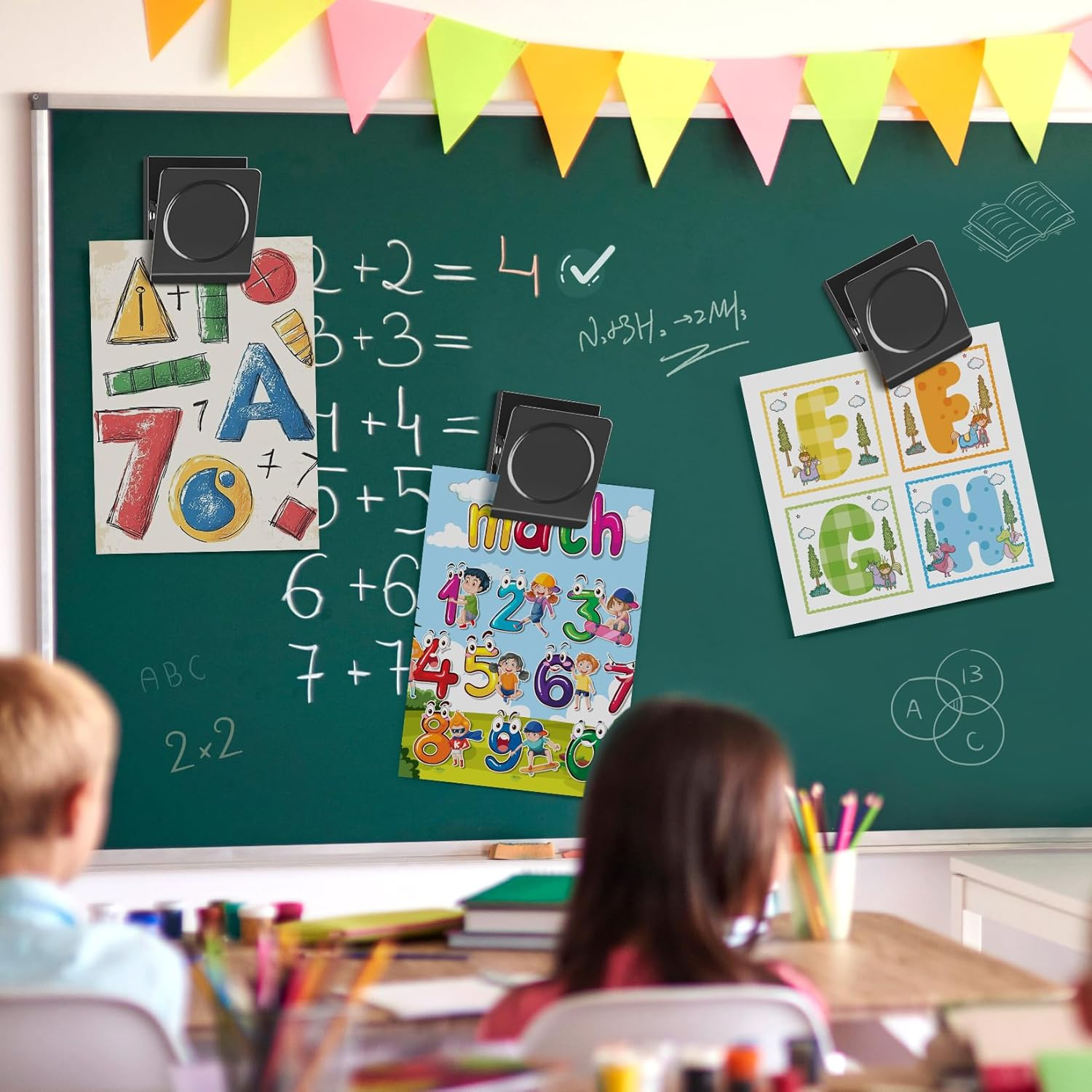 FINDMAG Extra Large Heavy Duty Magnetic Clips - 2.2 Inch, Lock Accessories, School Supplies, Strong for Classroom, Refrigerator, Whiteboard, Office (Black, 4 Pack) - Black image number 3