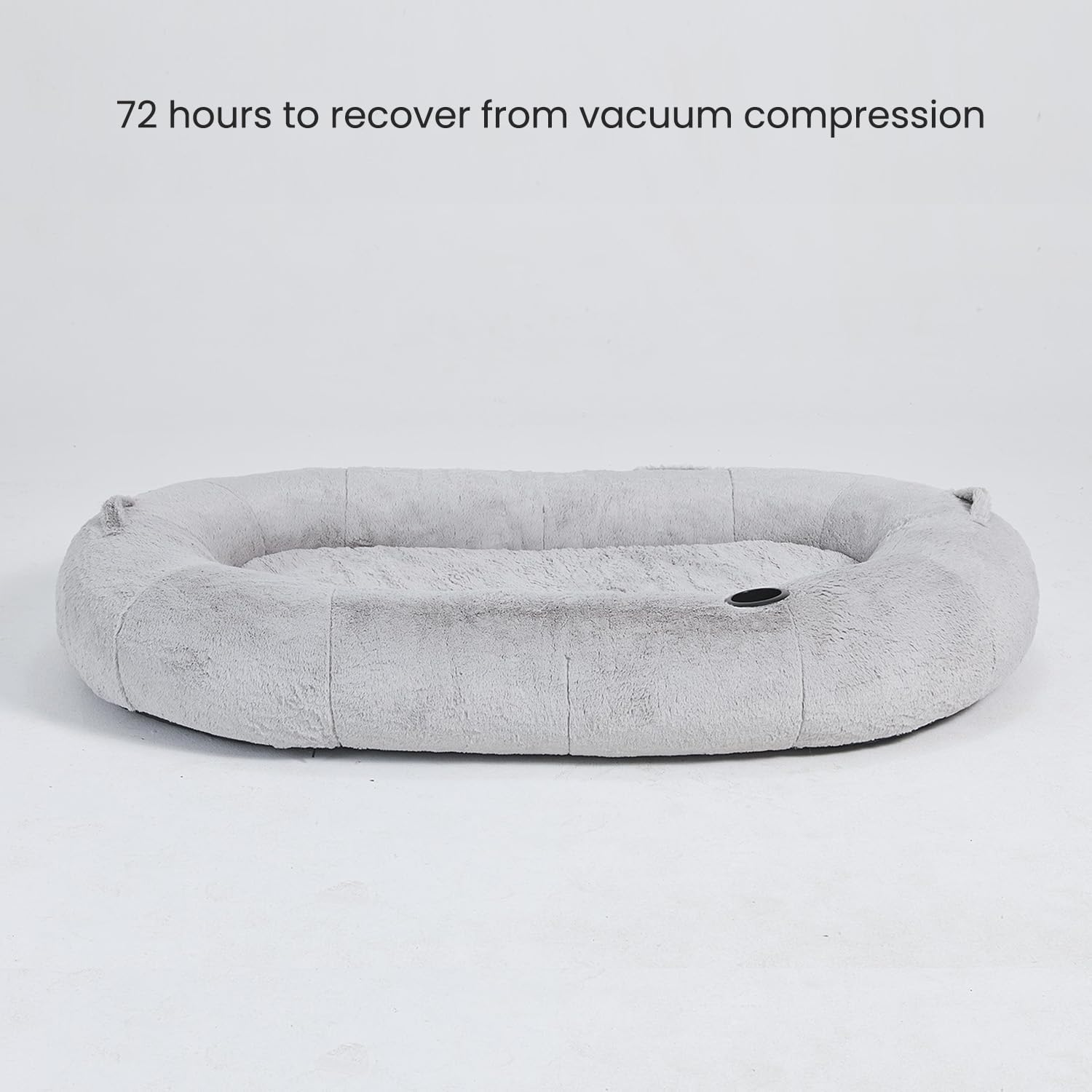 Fond + Found Large Human Dog Bed Fluffy Faux Fur Bean Bag Bed Nap Bed for Pets&Adults with Memory Foam, Floor Mat, Human Sized Foldable Pet Bed, Removable Washable Fur Cover image number 4