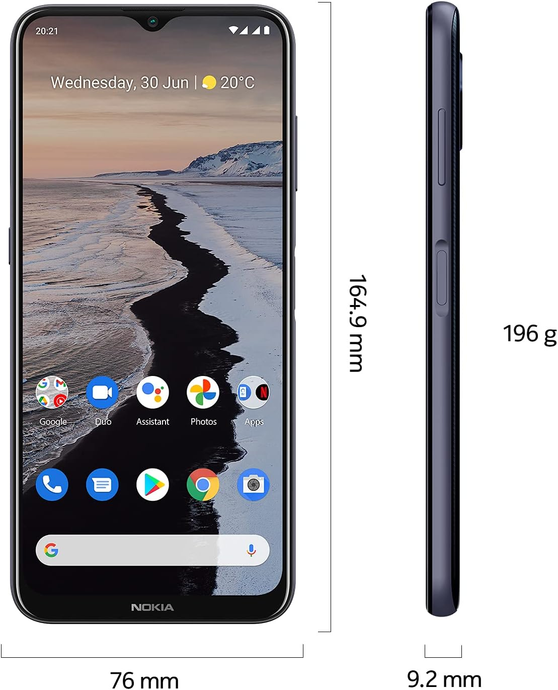 Nokia G10 Smartphone Scandinavian Design, Dual SIM, RAM 3GB, ROM 32GB, up to 3 Days Battery Life, Improved 6.5 Inch Display, Triple Camera with AI Modes, Android 11 - Night