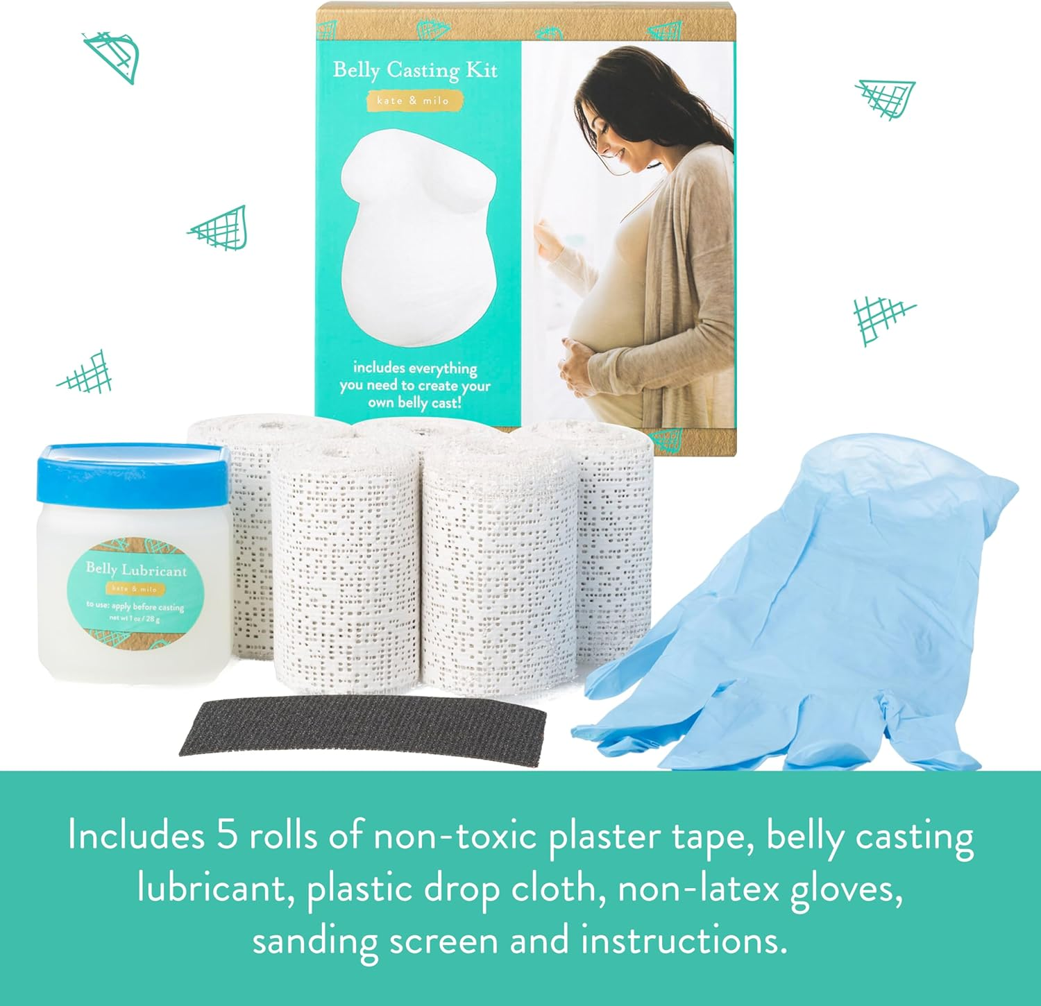 Kate & Milo Belly Casting Kit, Pregnancy Keepsake Making Kit, Easy to Make DIY Plaster Cast Baby Bump Keepsake, Expecting Moms image number 4