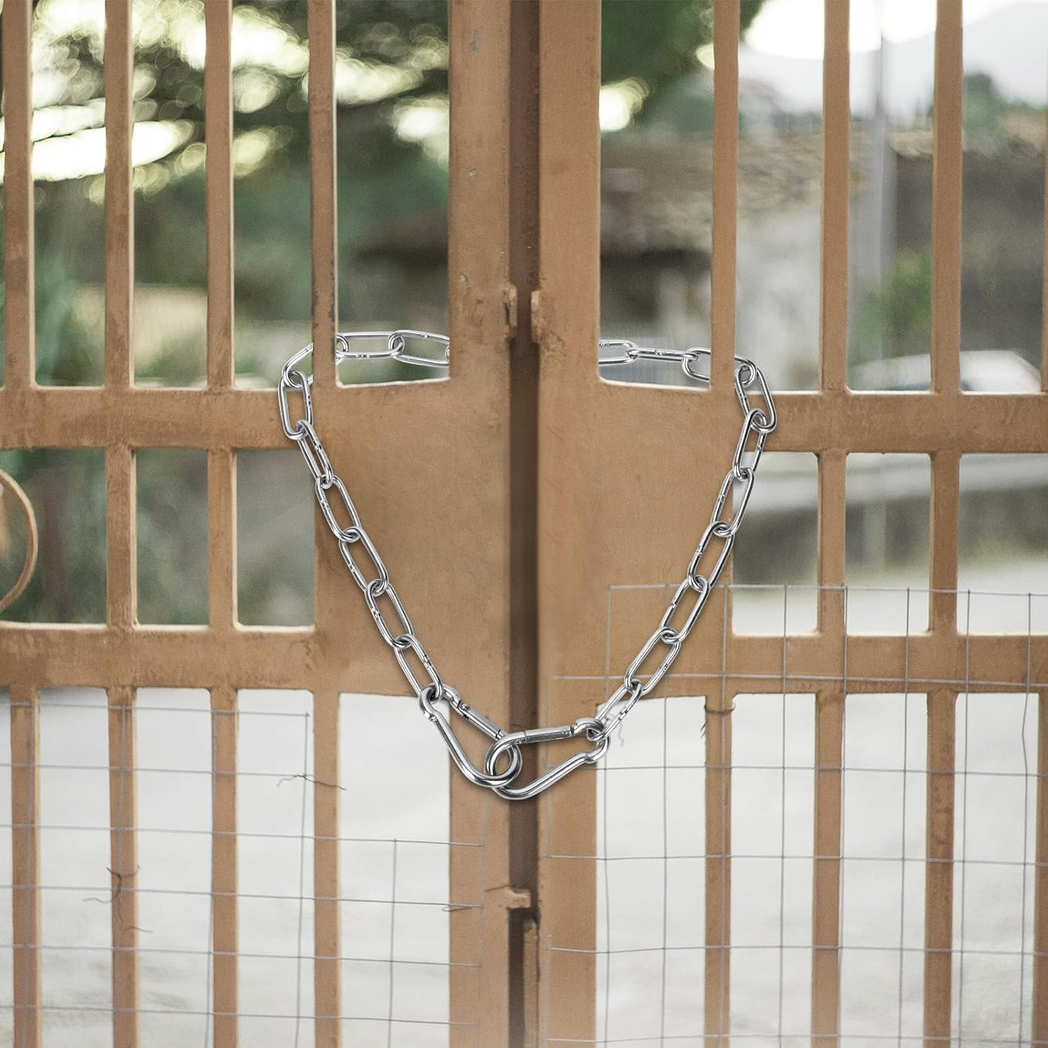 Gate Chain Lock for Outdoor Fence, 20 Inch Stainless Steel Gate Link Chain Latch with Double-Ended Carabiners for Pet Cages, Horse Goat Cow Corral Supplies (4Mm Thick) image number 1