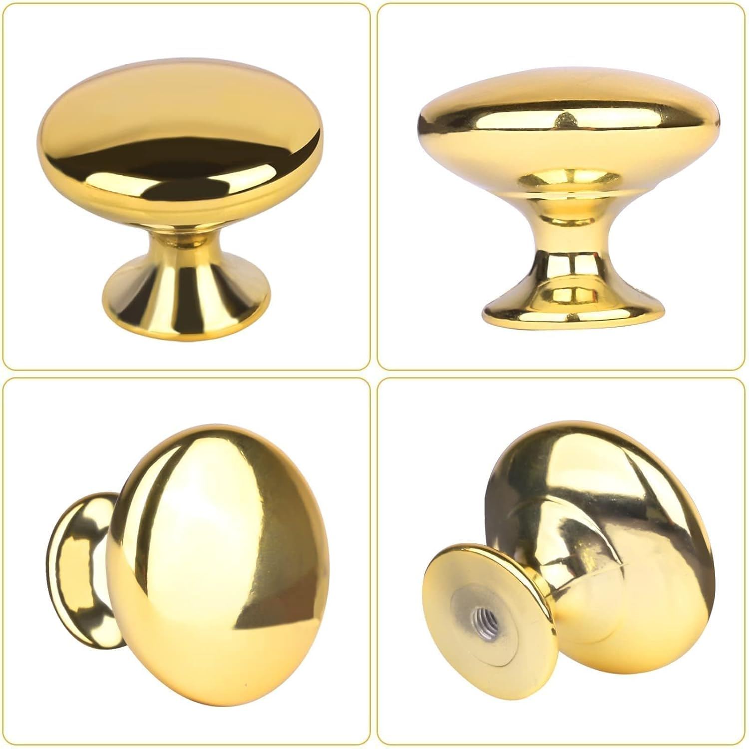 Octinpris Gold Drawer Knobs Polished Chrome Cabinet Hardware round Mushroom Gold Cabinet Knob Pull Handle 30Mm/1.18" for Kitchen Cupboard Furniture Chest Door Dresser Bathroom (10Pack) image number 5