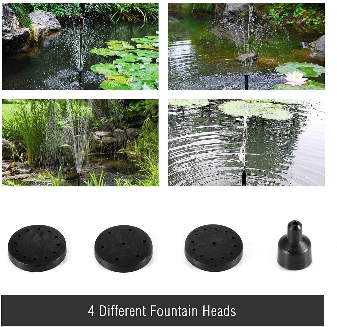 3.5W Solar Power Fountain Water Pump with 4 Fountain Heads Outdoor Garden Pool Pump image number 4