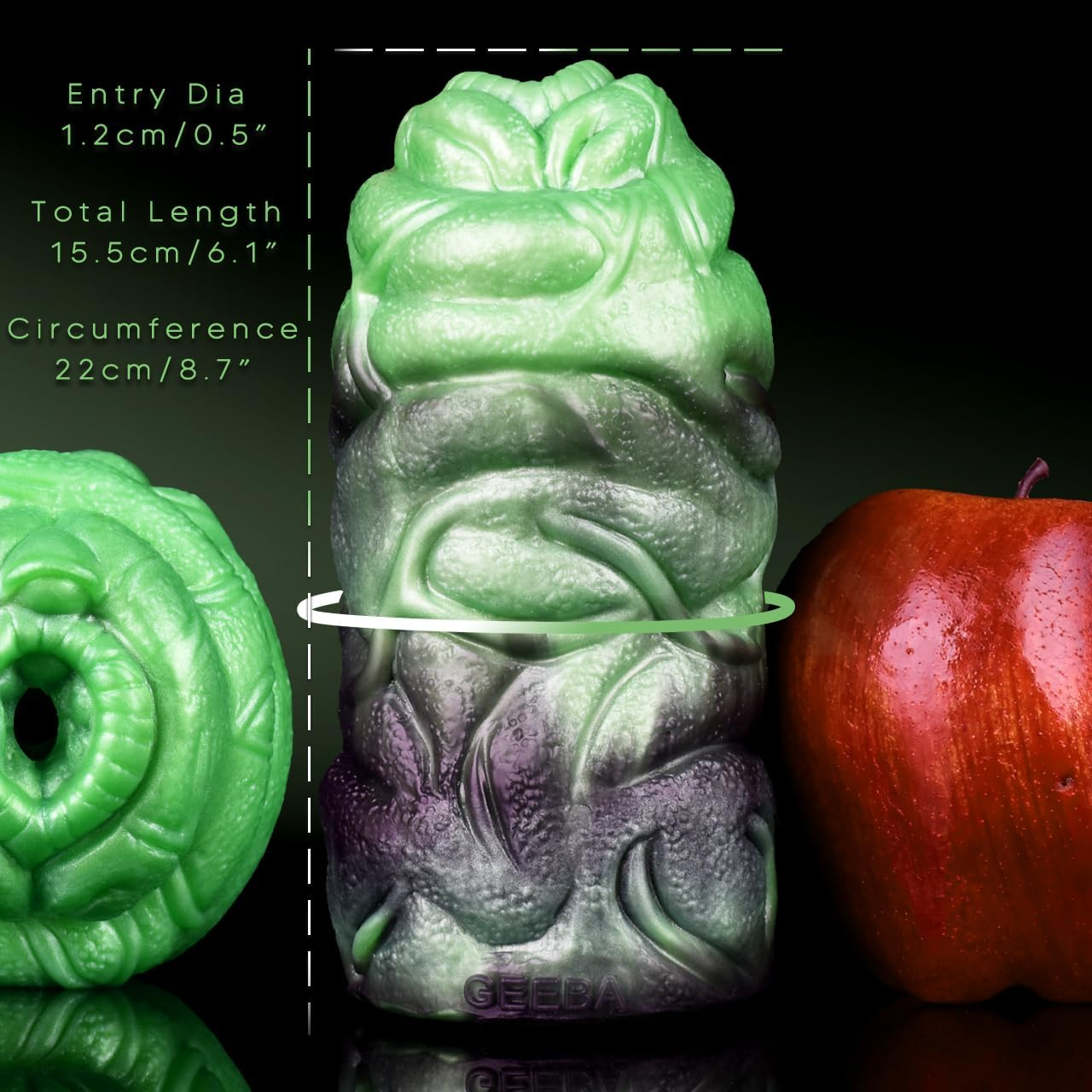 GEEBA Green & Black Mixed Color Male Masturbator,Silicone Made Adult Sex Toys,Textured and Ribbed Tunnel Stroker for Masturbation Pleasure image number 5