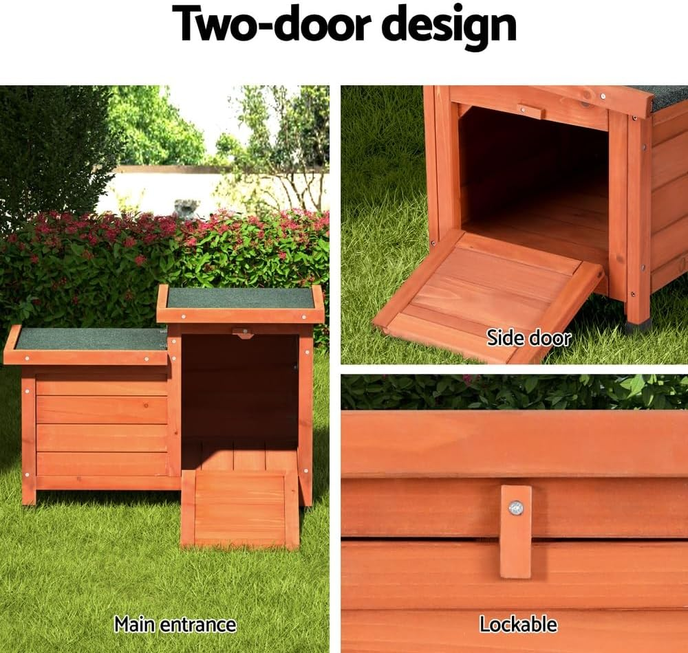 I.Pet Rabbit Hutch Outdoor Cat House Wooden Shelter Condo Small Enclosure Indoor image number 2