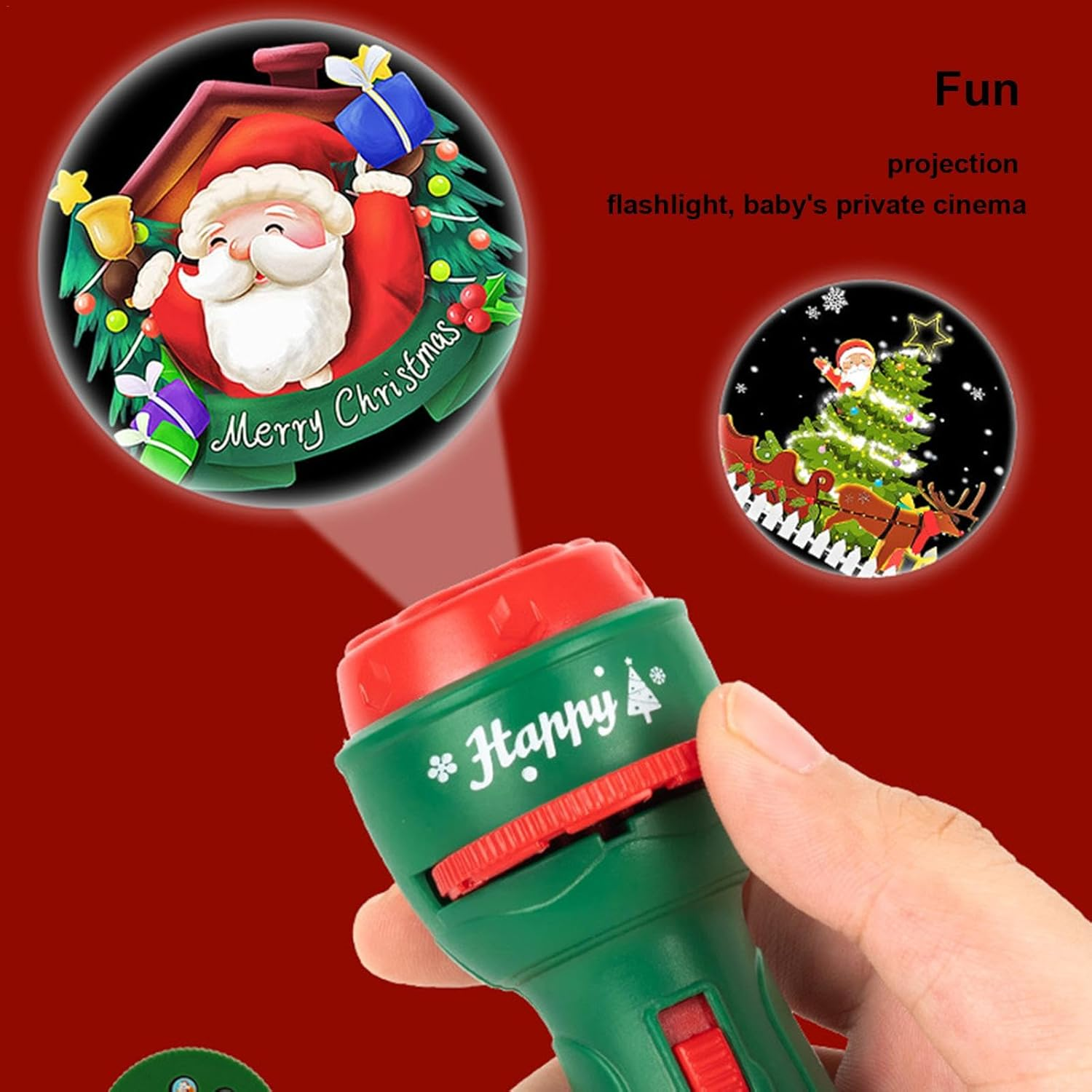 Christmas Flashlight Projector for Kids - 24 Patterns Image Projection Christmas Light,Outdoor Projection Toys, Educational Holiday Decorative Projector for Boys, Girls - Red image number 5