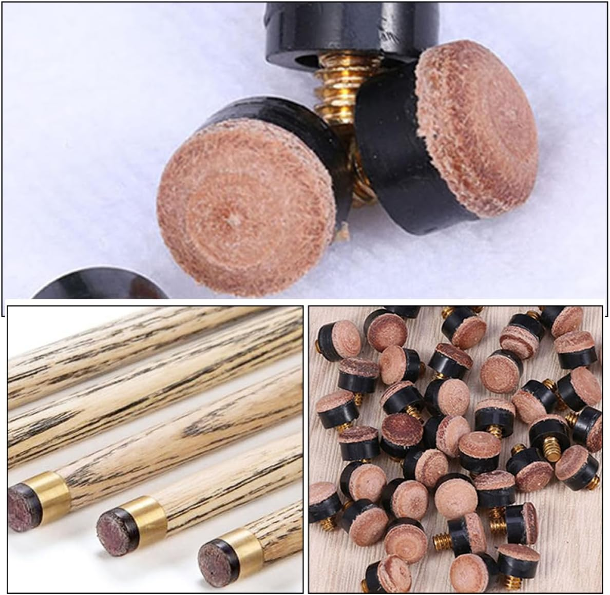 40Pcs Replacement Billiard Cue Tips Snooker Cue Tips Pool Screw Stick for Billiard Accessories