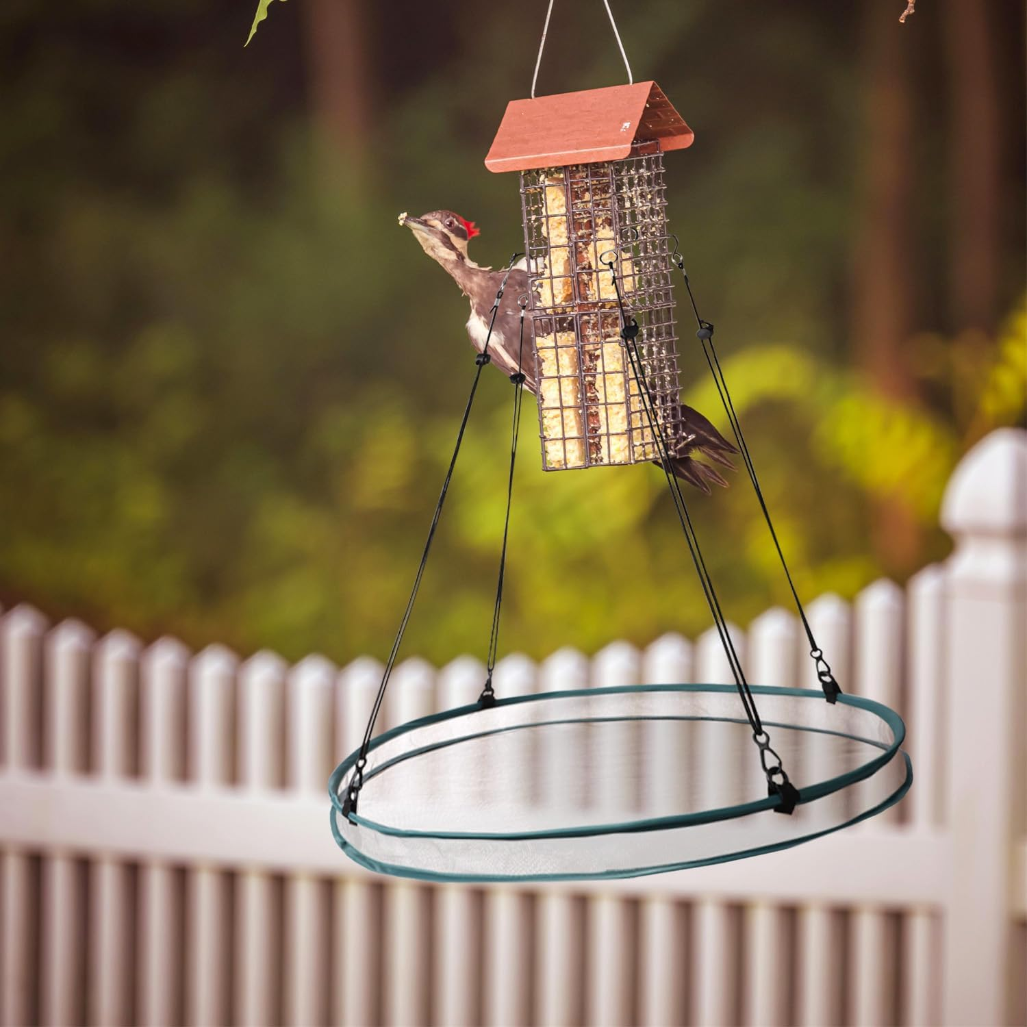 Lyreh 2 Pcs Bird Seed Shell Trays with 8 Pcs Hooks, Hanging Bird Seed Tray Holder Platform Feeder for Attracting Birds Outdoors Backyard Home Garden image number 3