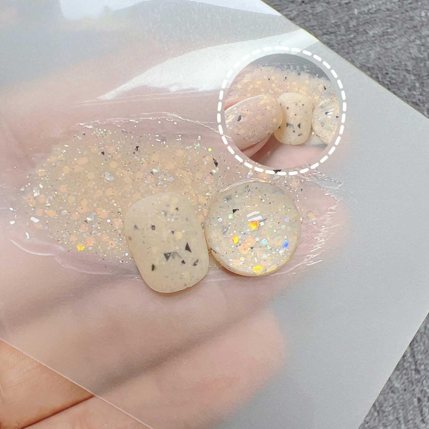 PINNI Egg Shell Gel Nail Polish Kit - Speckled, Reflective Glitter, Semi-Permanent UV Polish with Sequins, Shiny Shimmer White Varnish