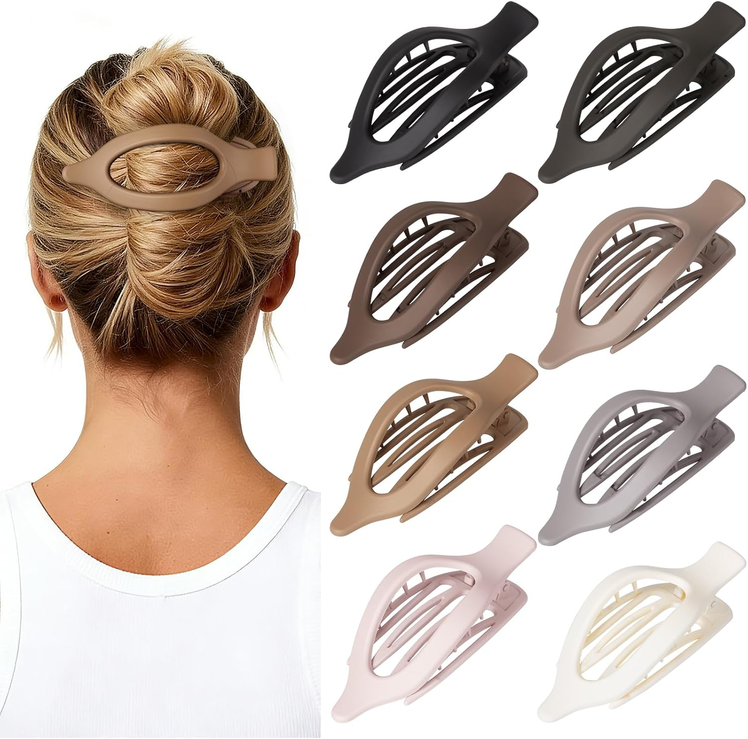 12 Pcs Flat Hair Clips for Women - 3 Styles Flat Claw Clips for Thin Thick Hair, Strong Hold Hair Accessories