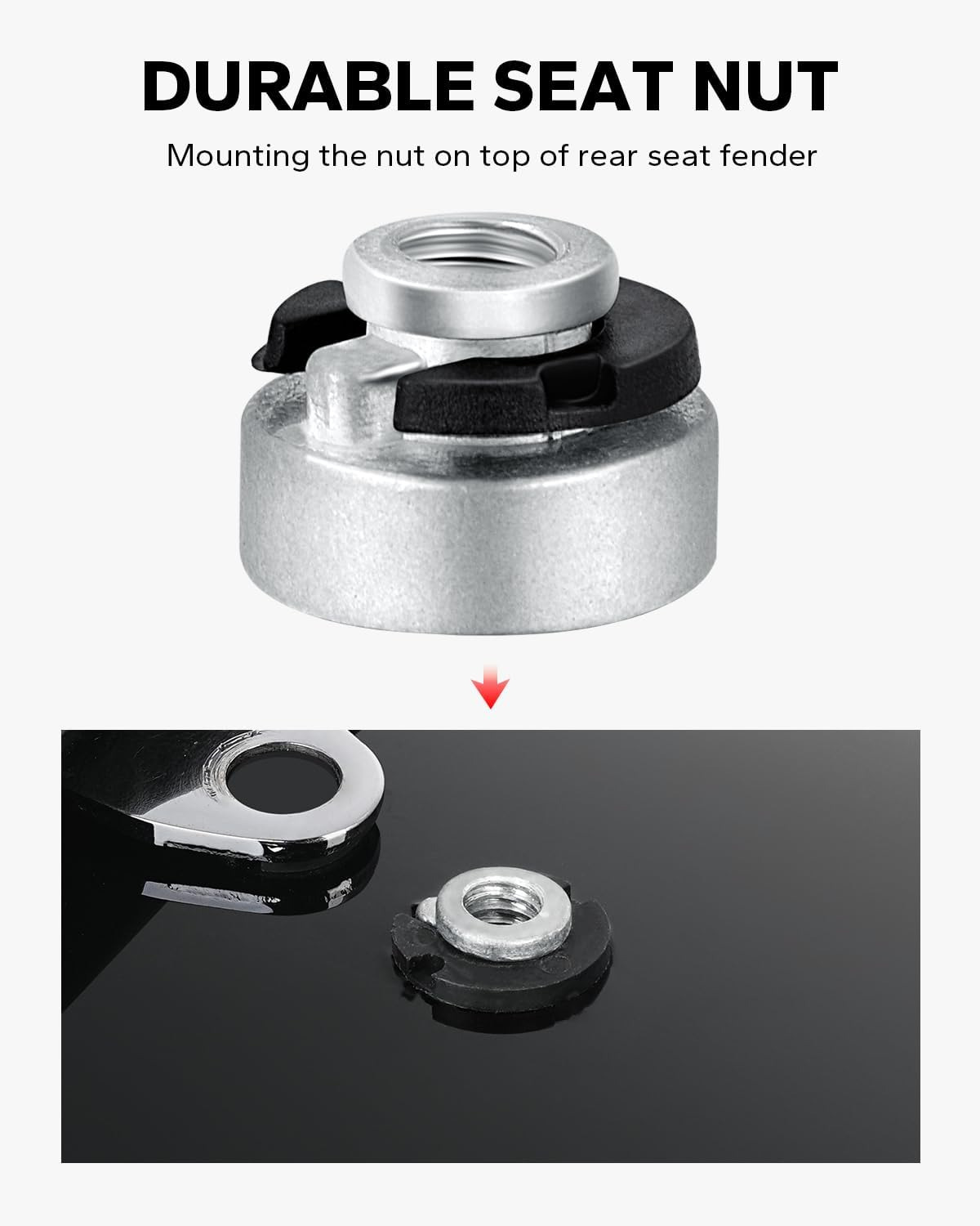 Amazicha Chrome Stainless Steel Seat Bolt Nut Tab Screw Mount Knob Cover Compatible for Harley Davidson Sportster Softail Touring Dyna 1997-2024 image number 1