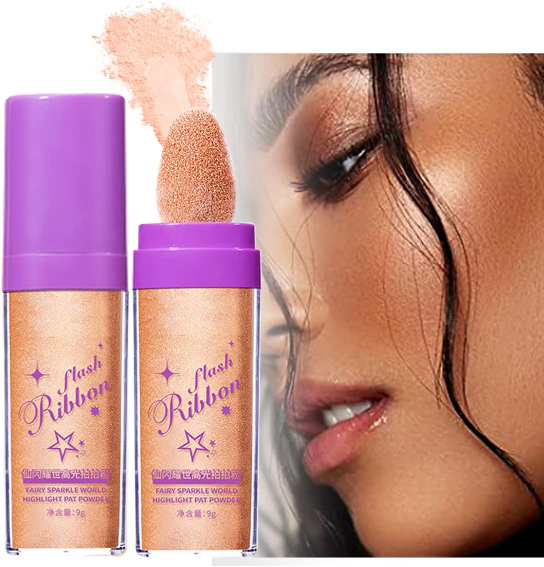 Wimode Highlighter Powder Stick, Shimmer Highlight, Glow Sparkle Fairy Highlighters for Brighten Face Body Lips Makeup(1#)