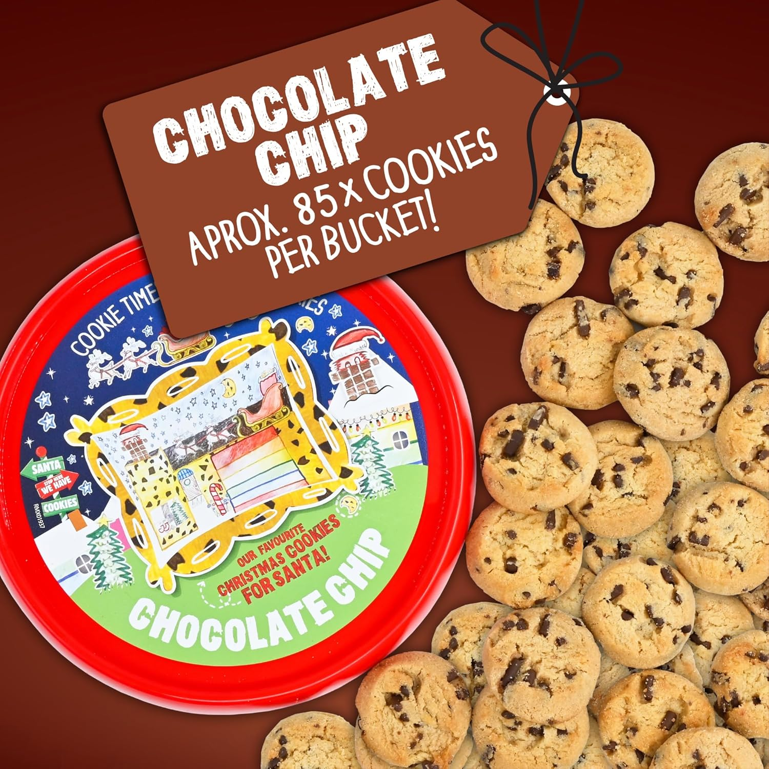 Cookie Time Chocolate Chip Cookies Bucket, 600 G | Approx 85 Bite-Size Cookies | Homestyle Biscuits Made with Real Chocolate image number 4