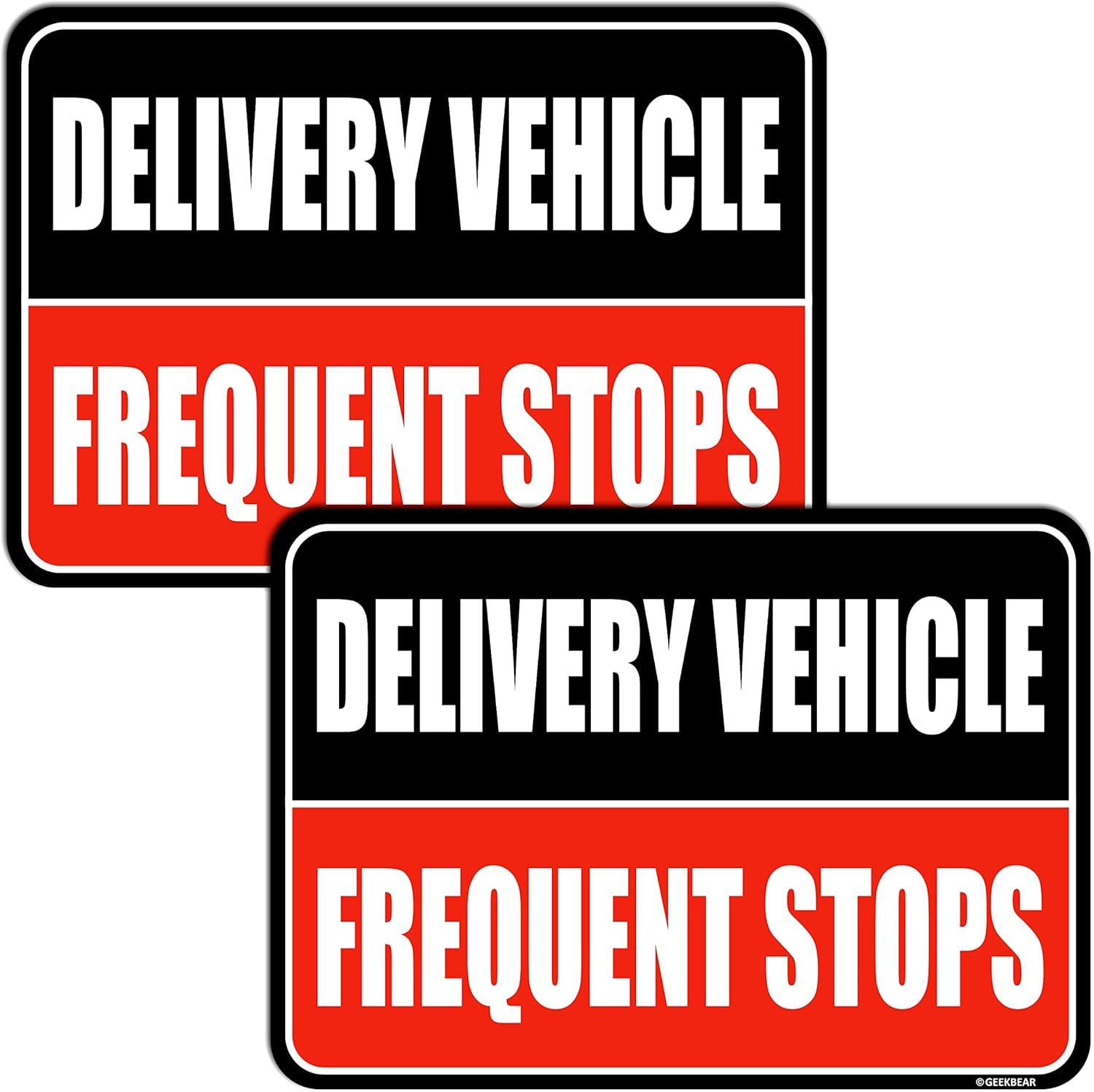 GEEKBEAR Delivery Vehicle Frequent Stops Sign (Yellow/Black, 2 Pack) - Reflective, Strong Magnetic Hold, Durable, Eye-Catching Design, Gift-Ready