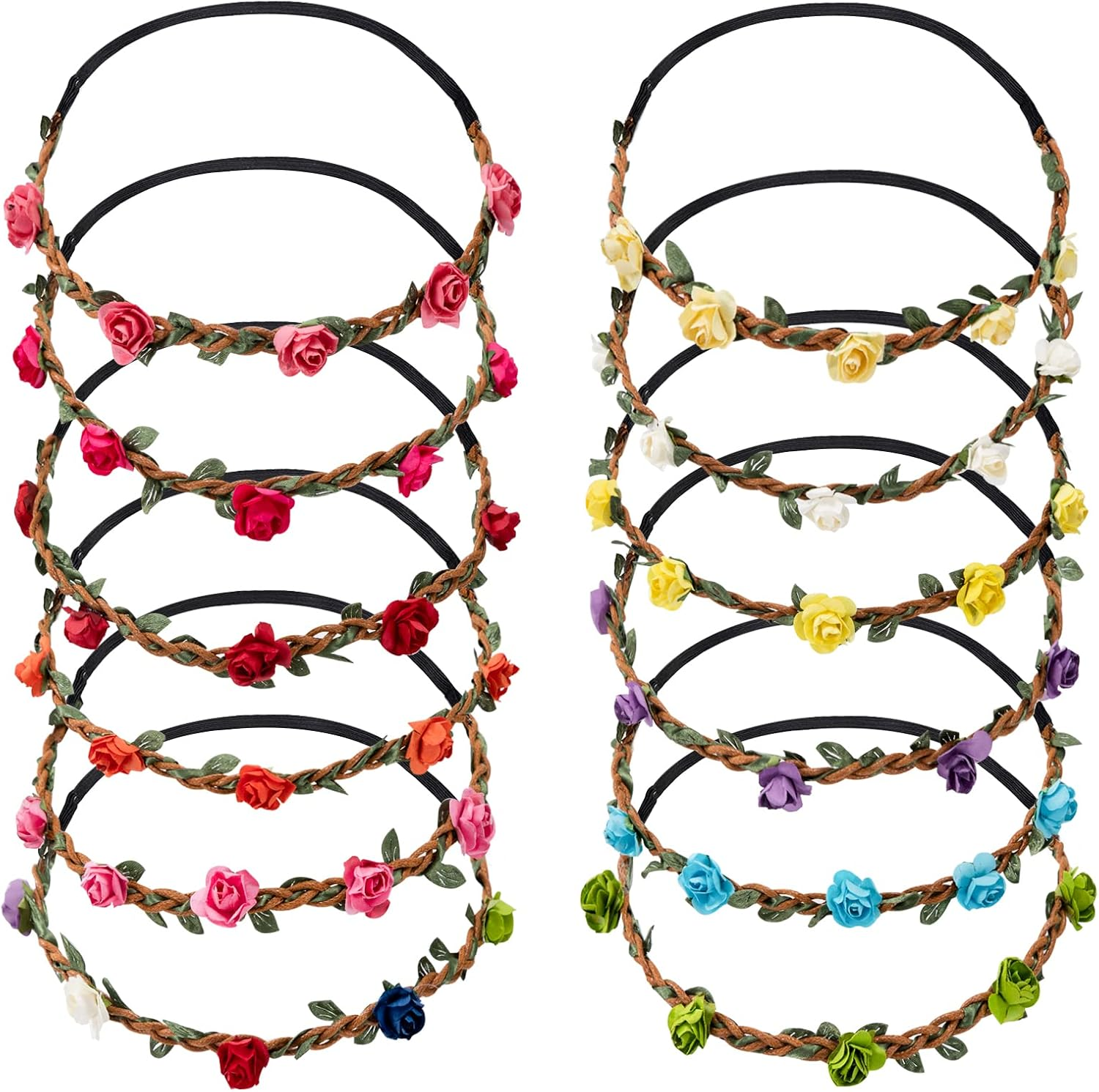 12 X Multi-Coloured Flower Headband for Women and Girls image number 3