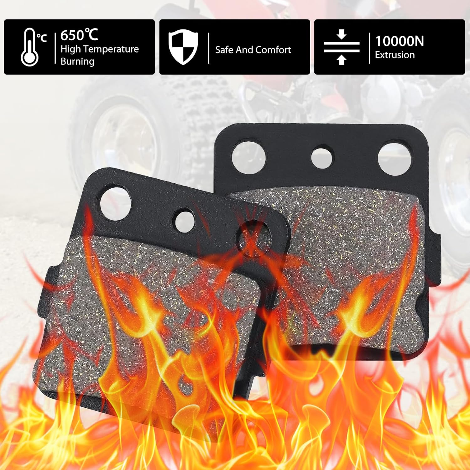 Brake Pads Front and Rear for Honda TRX420 Fourtrax Rancher, TRX400 Fourtrax, TRX400 Sportrax ATV, TRX400EX Fourtra, TRX400EX Sportrax, TRX300EX Fourtrax, ATC200X ATC250R image number 1