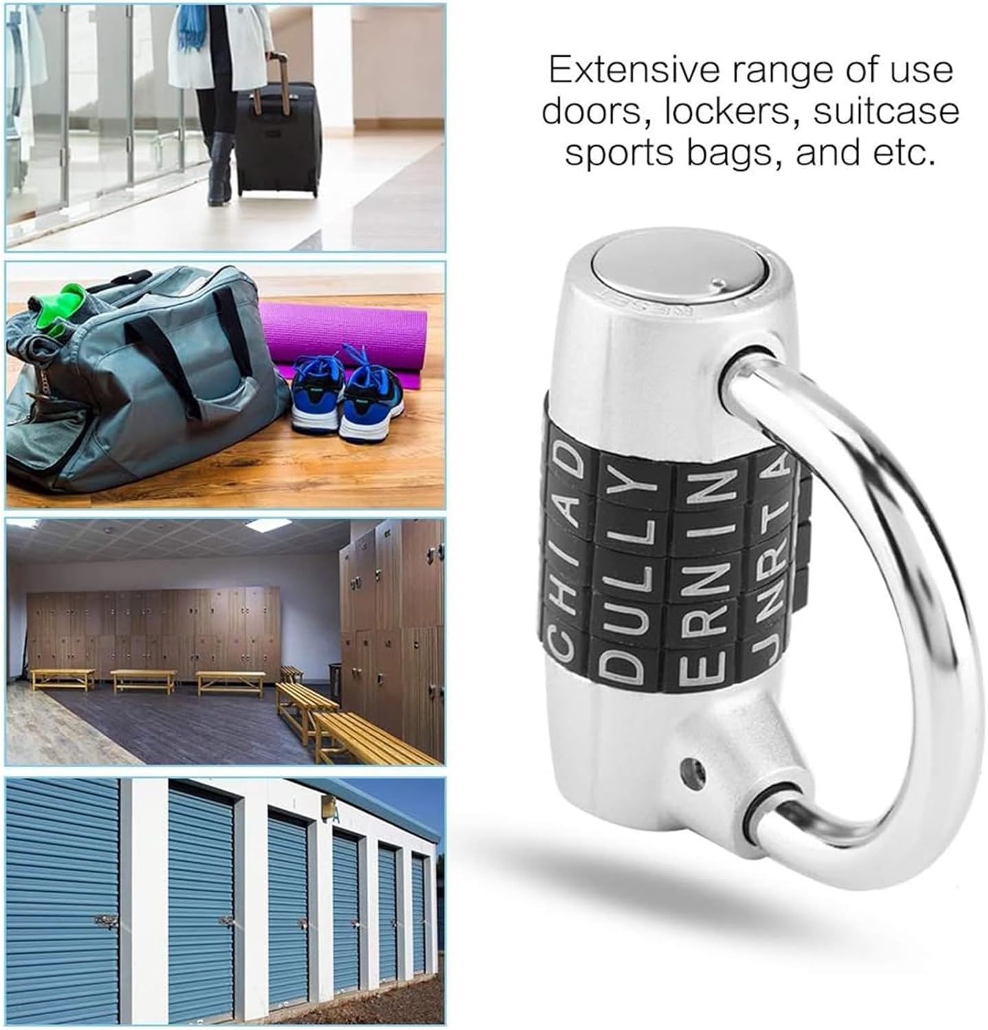 Combination Lock, 5 Letter Combination Padlock, Luggage Lock, Travel Lock, Safety Padlock Keyless Resettable Metal Lock for School Gym Locker, Sports Locker, Fence, Toolbox, Case, Hasp Storage image number 6