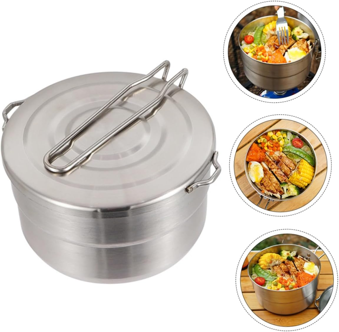 Lightweight Camping Cookware Portable Pot Hiking Picnic Folding Pot Outdoor image number 2