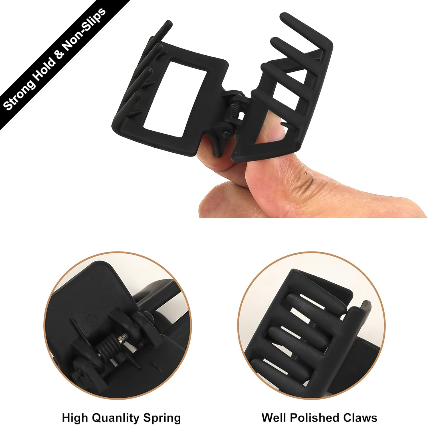 Hair Claw Clips for Women - Black Small Claw Clips for Thin Hair 1.57 Inch Mini Hair Clips No Slip Medium Hair Clip Square Claw Clip Hair Styling Accessories for Women Girls&hellip; image number 4