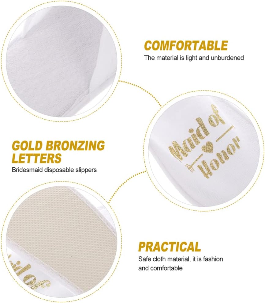 White Wedding Slippers: 2 Pairs Maid of Honor Slippers Closed Toe Spa Slippers Soft Bridesmaid Slippers Pajamas Party Bridesmaid Decor