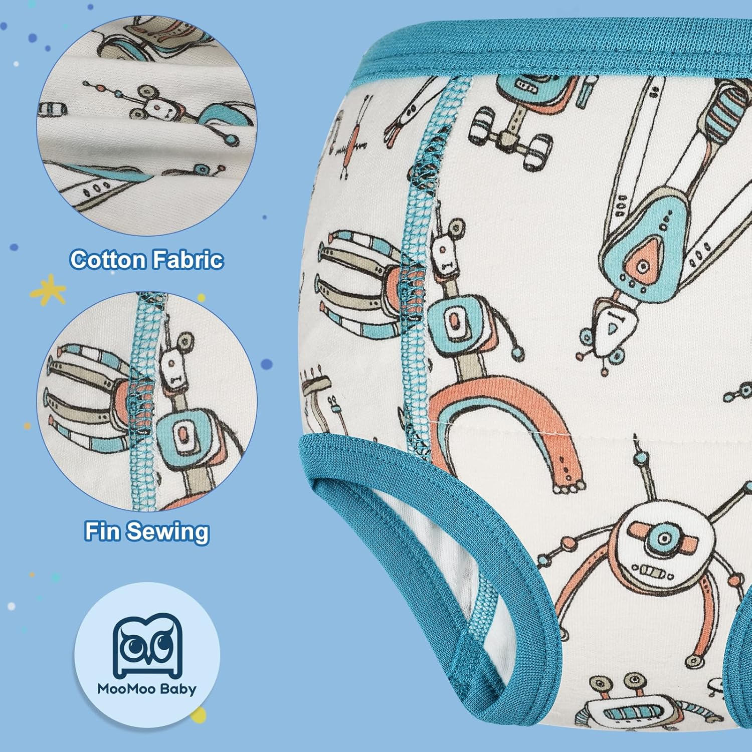 Moomoo Baby Absorbent Potty Training Underwear 4 Packs Cotton Training Pants for Boys 2T image number 6