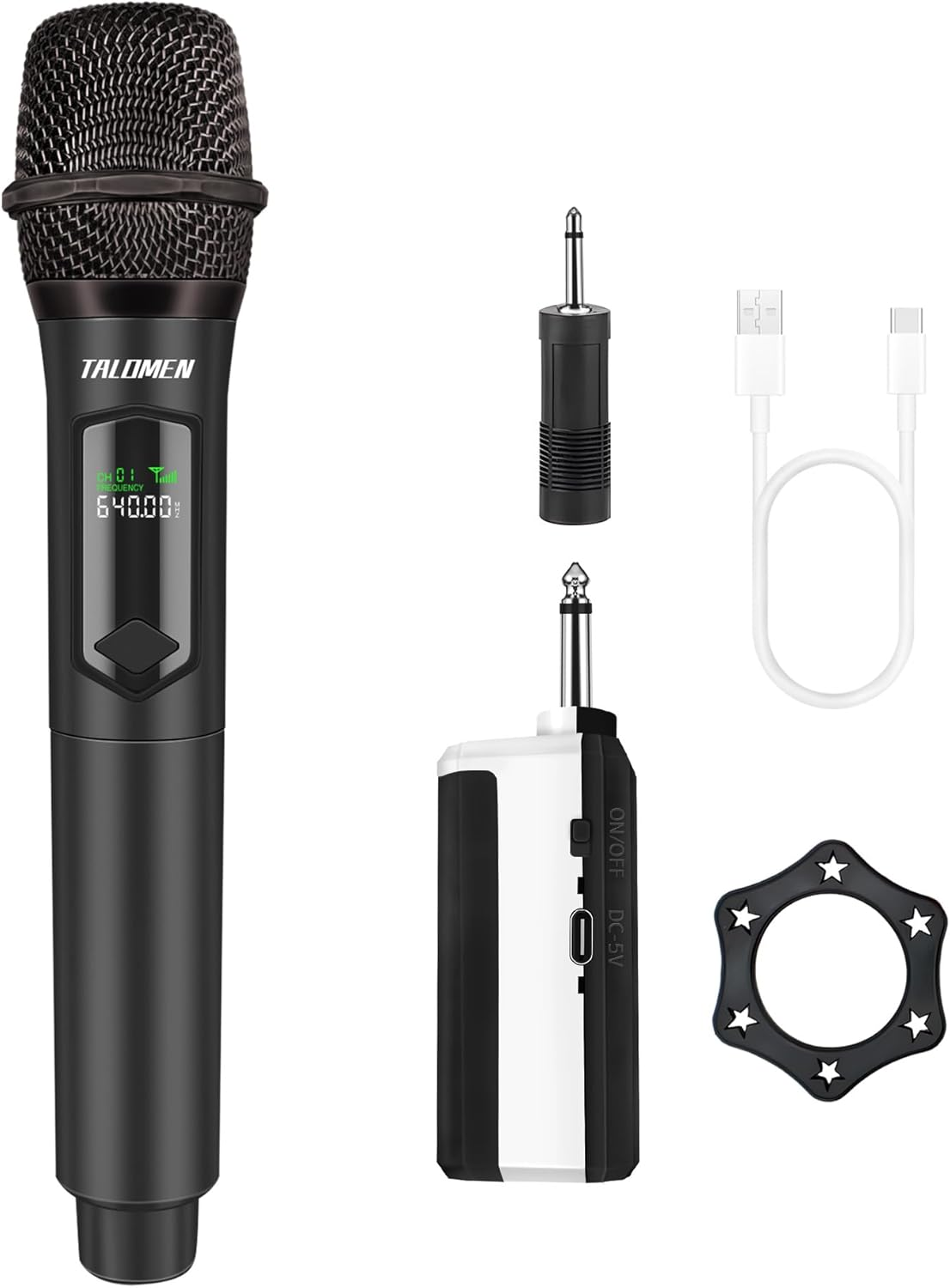 Wireless Microphone,2.4G Handheld Cordless Dynamic Microphone System with Rechargeable Receiver,Professional Karaoke Microphone,160 Ft,For Karaoke Singing,Wedding,Dj,Party,Church,K60-1,Black