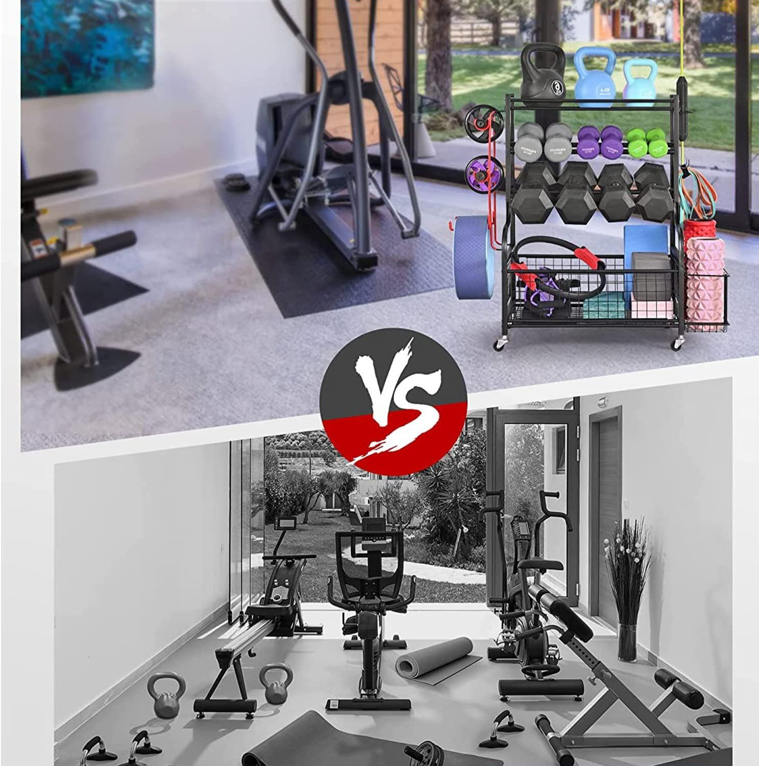 Mythinglogic Dumbbell Rack, Home Gym Storage, Weight Rack for Dumbbells, Yoga Rack, Kettlebells and Yoga Mat Storage, Gym Storage Rack with Wheels and Hooks, Workout Equipment Storage for Fitness And image number 3