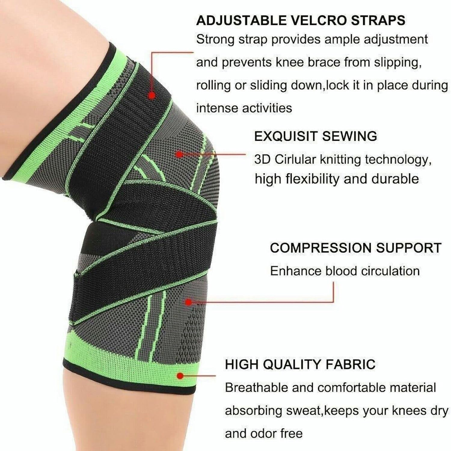 INONE Knee Compression Sleeve, Knee Brace for Running, Hiking, Arthritis, ACL, Meniscus Tear- Ideal Knee Support Brace for Sports, Gym - Comfortable Fit Knee Braces (Small) image number 6