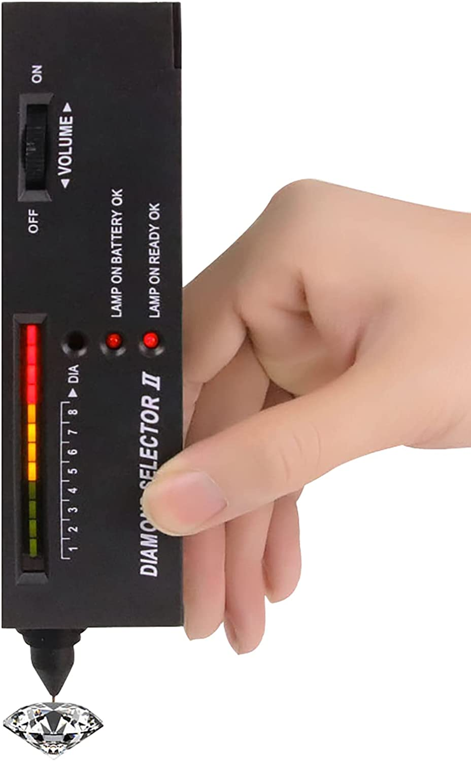 High Accuracy Diamond and Gemstone Detector - Portable Tester Pen with LED for Moissanite (Black) image number 4