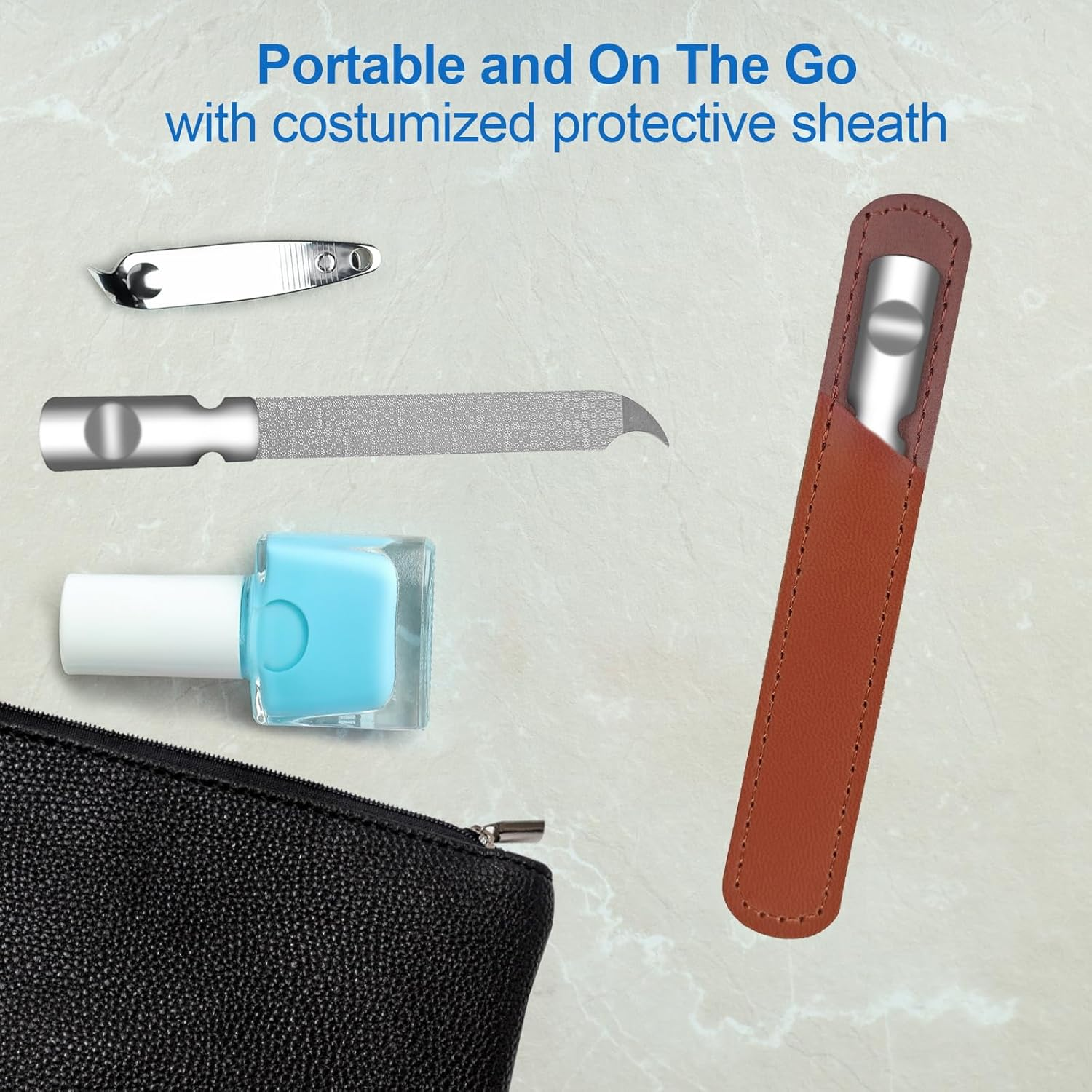 Metal Nail File for Natural Nails, Stainless Steel Nail Files with Sharp Pointed Tip Fingernail File Sheath Case Double Sided Curved Reusable Nail File Manicure Tools Home Salon Travel Use Men Women image number 6