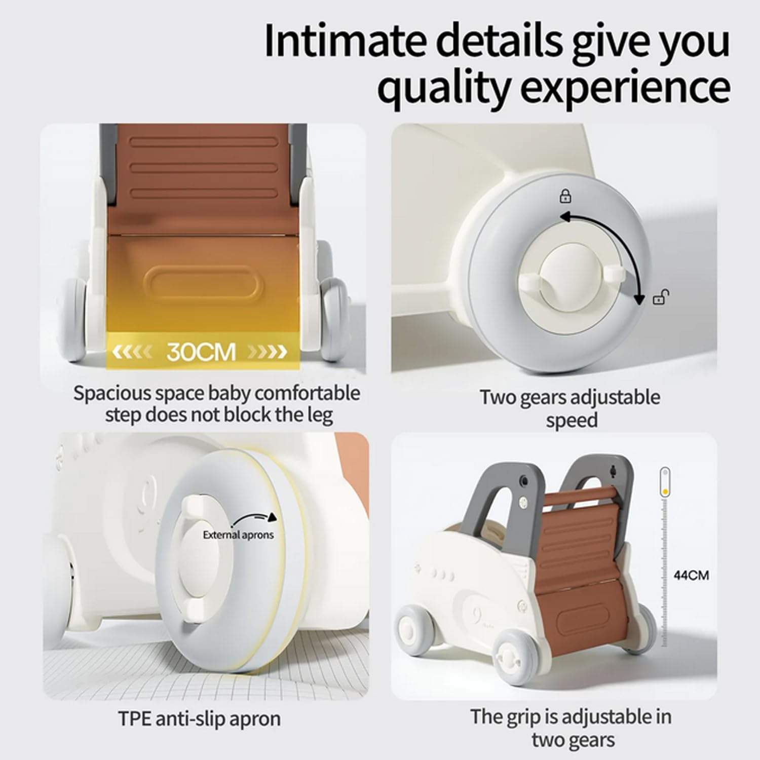 Baby Push Stroller Walker 4-In-1, Baby Walker Push Toy with Adjustable Wheels, Movable Kids Learning Walker Toddler Cartoon Shaped Toy Cabinet Organizer Storage Toy Shopping Cart for Boys and Girls