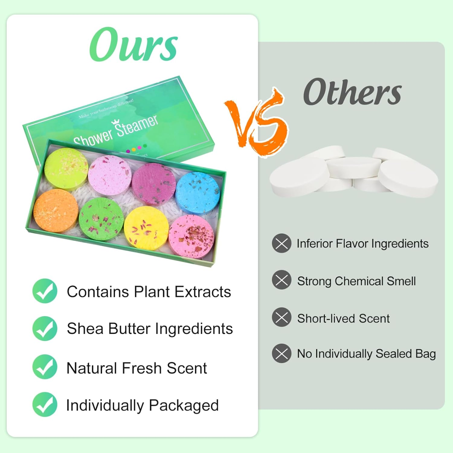 Gogogmee 8Pcs Natural Bath Tablet Essential Oil Aromatherapy Tablets Hotel Quality Bath Salts Relaxing Shower Steamer image number 4